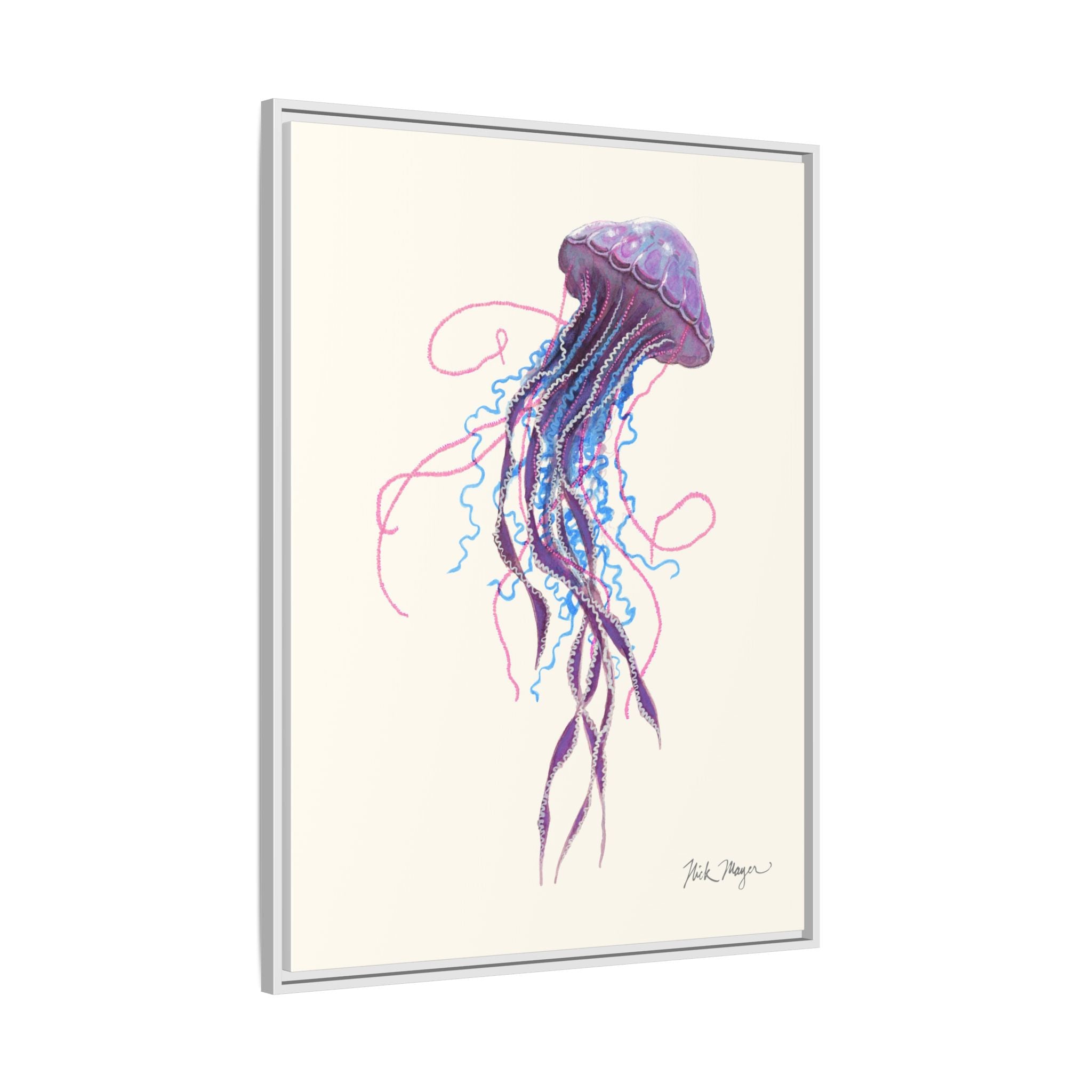 Purple Jellyfish II Framed Canvas Print Printify