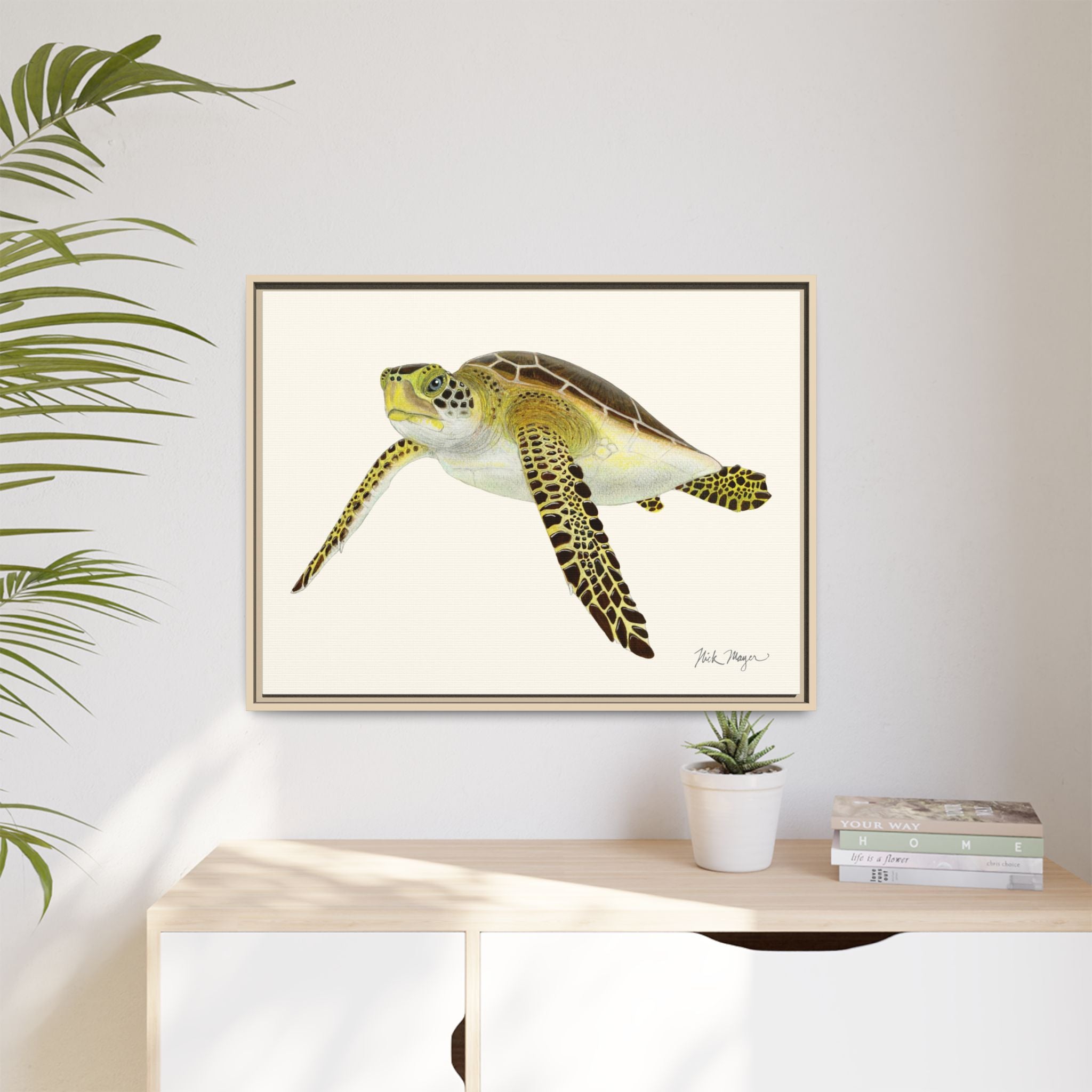 Green Sea Turtle III Framed Canvas Print Printify