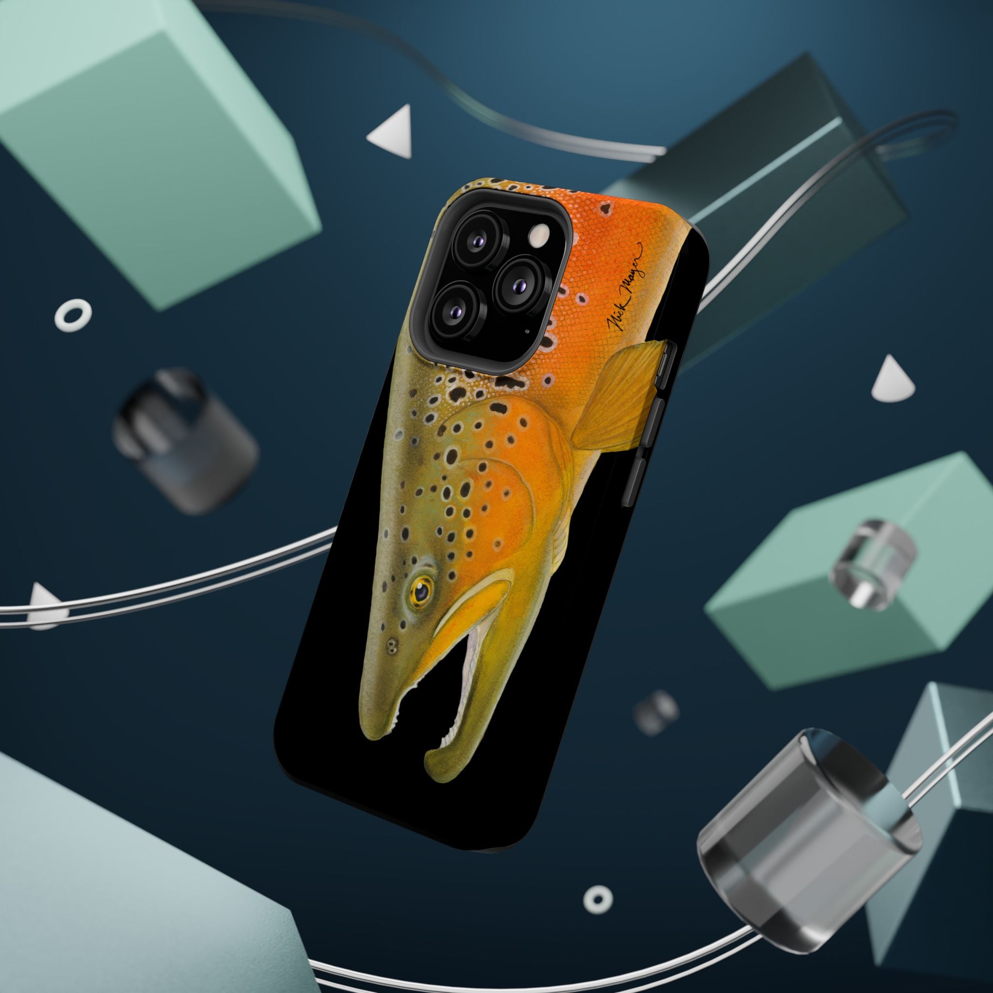 Brown Trout 2 Black MagSafe iPhone Case