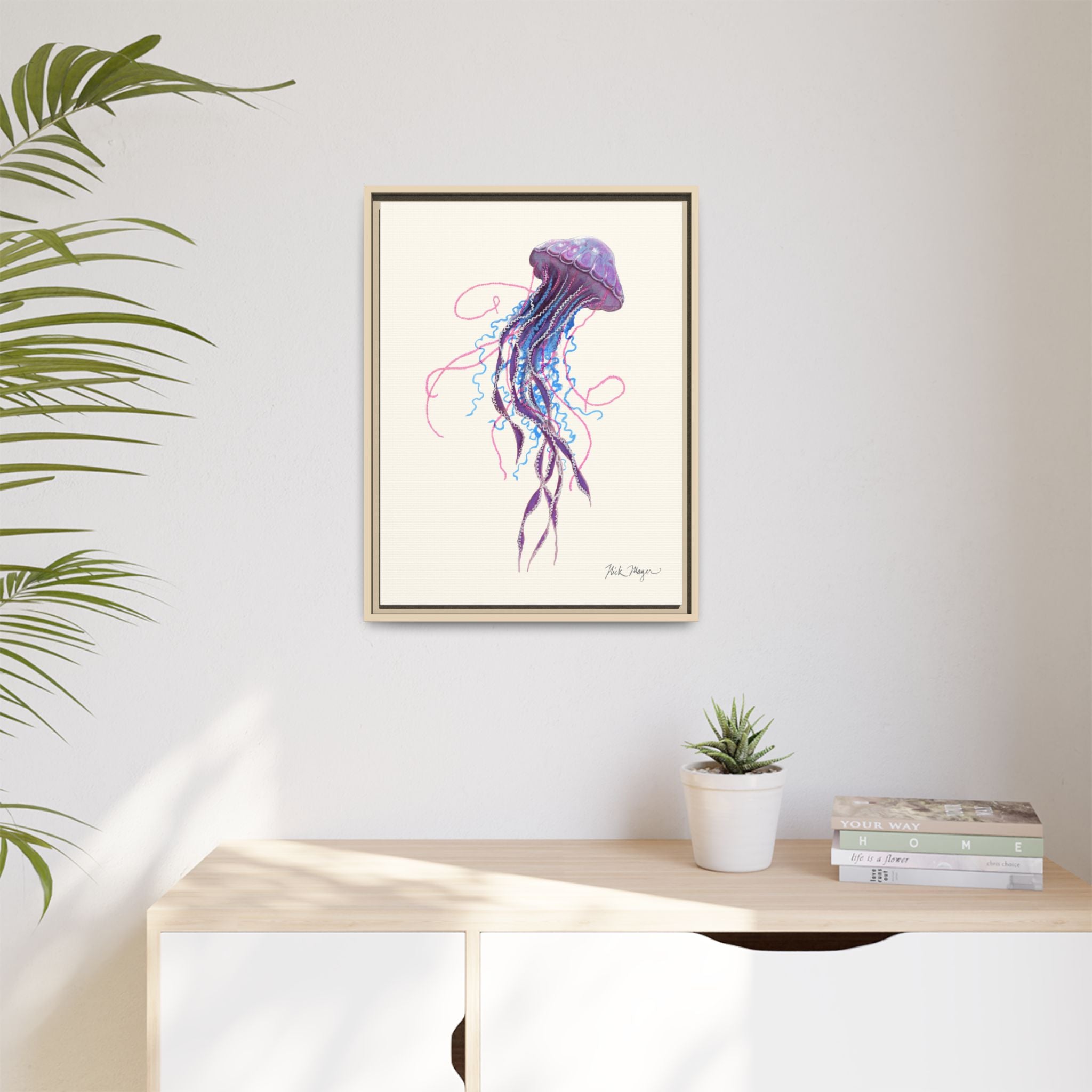 Purple Jellyfish II Framed Canvas Print Printify