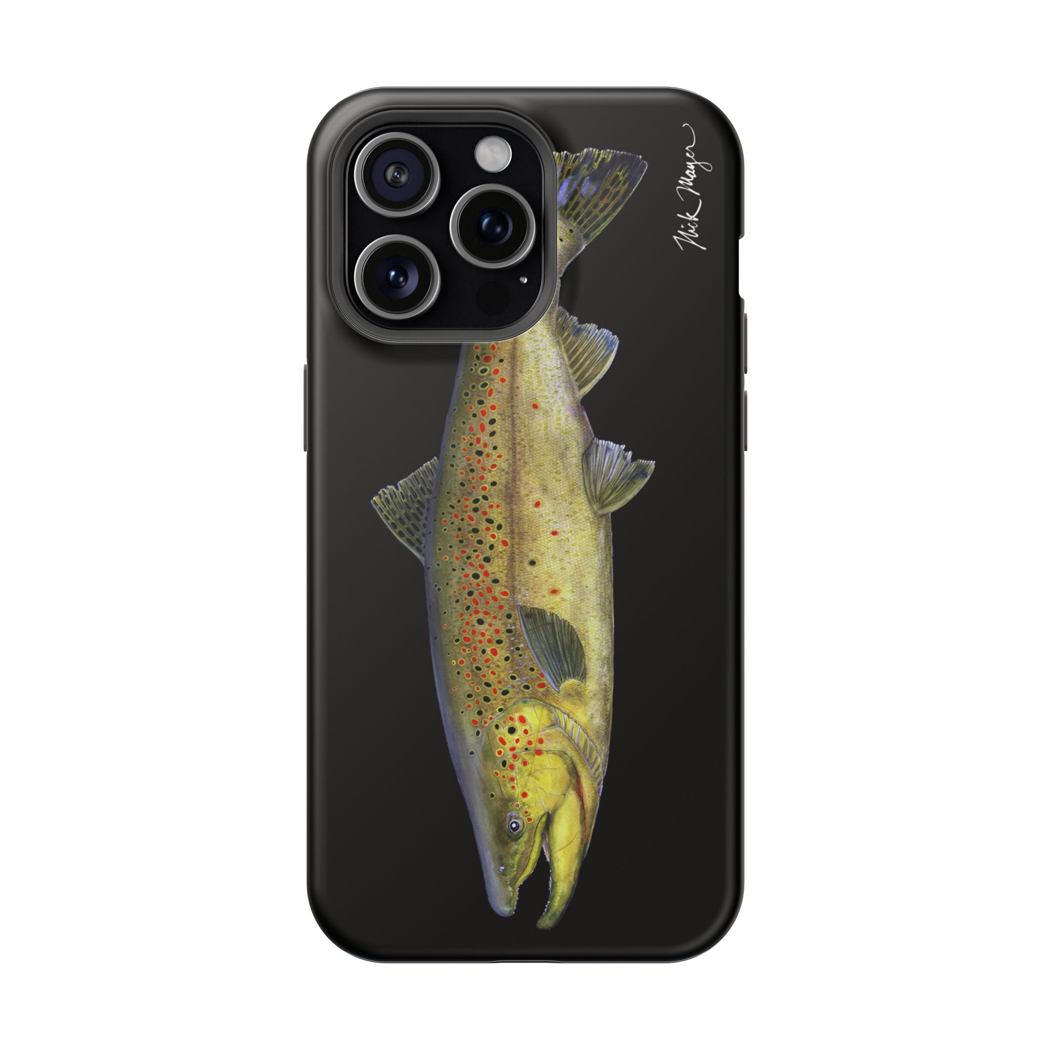 Brown Trout MagSafe Black iPhone Case