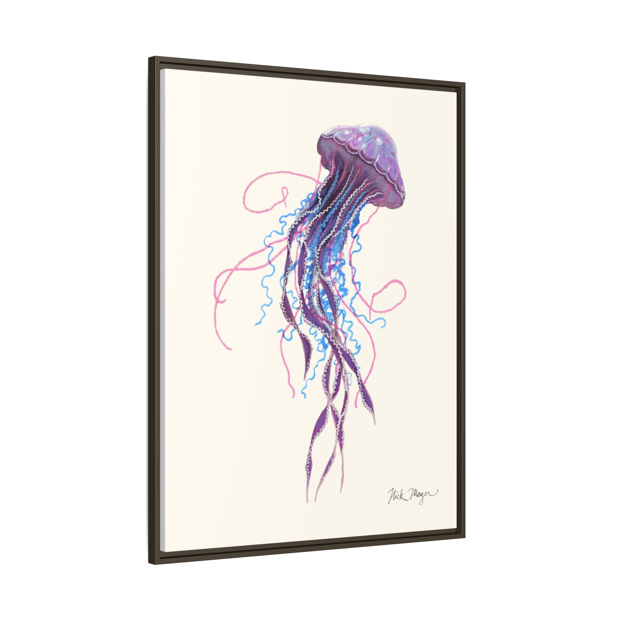 Purple Jellyfish II Framed Canvas Print Printify