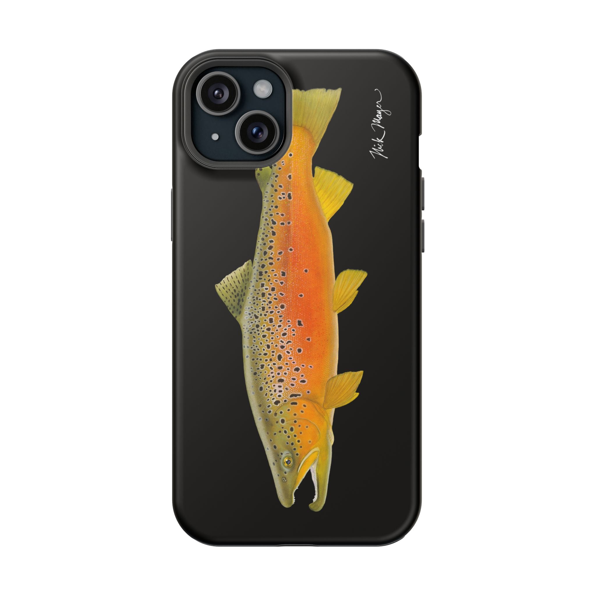 Brown Trout 2 Black MagSafe iPhone Case, NEW for Holiday 2025!