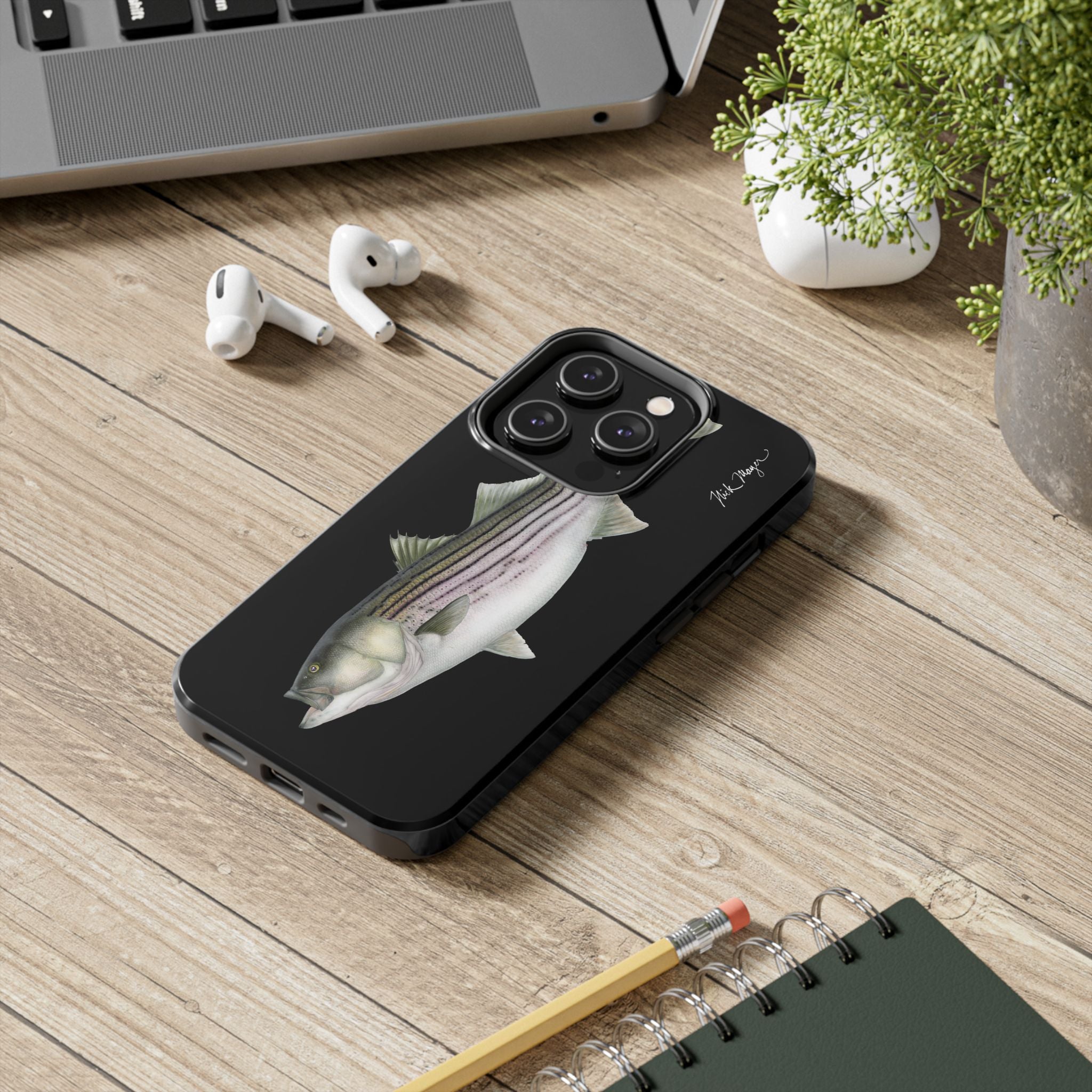 30 lb Striper - Black Phone Case (iPhone)