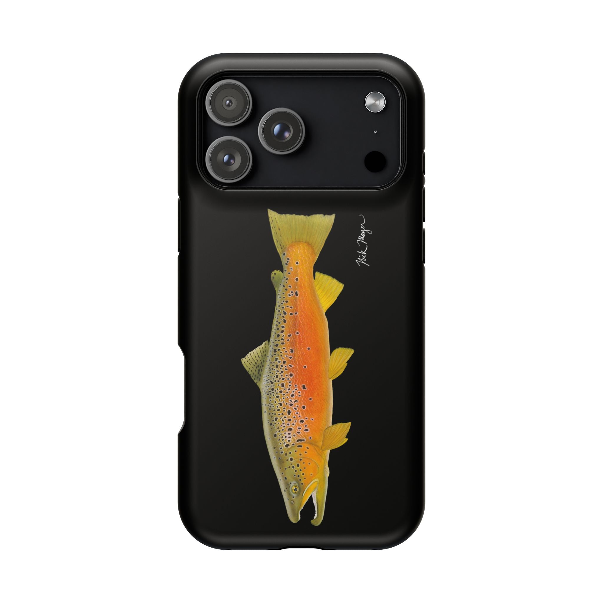 Brown Trout 2 Black MagSafe iPhone Case, NEW for Holiday 2025!