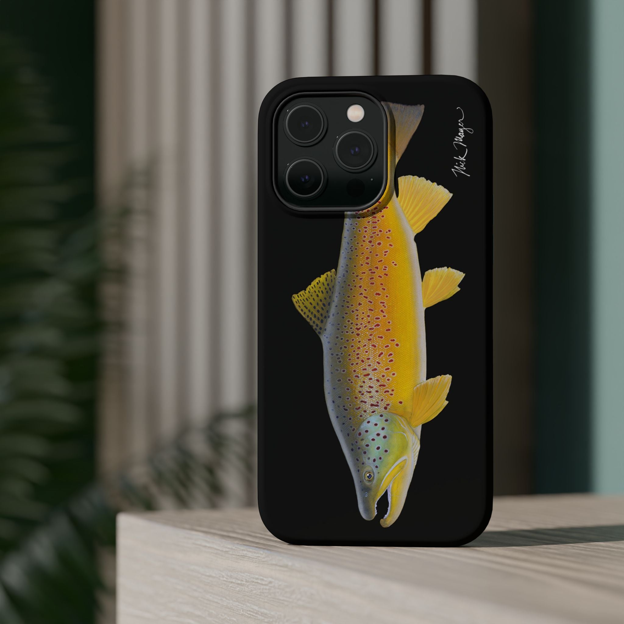 Brown Trout 3 Black MagSafe iPhone Case