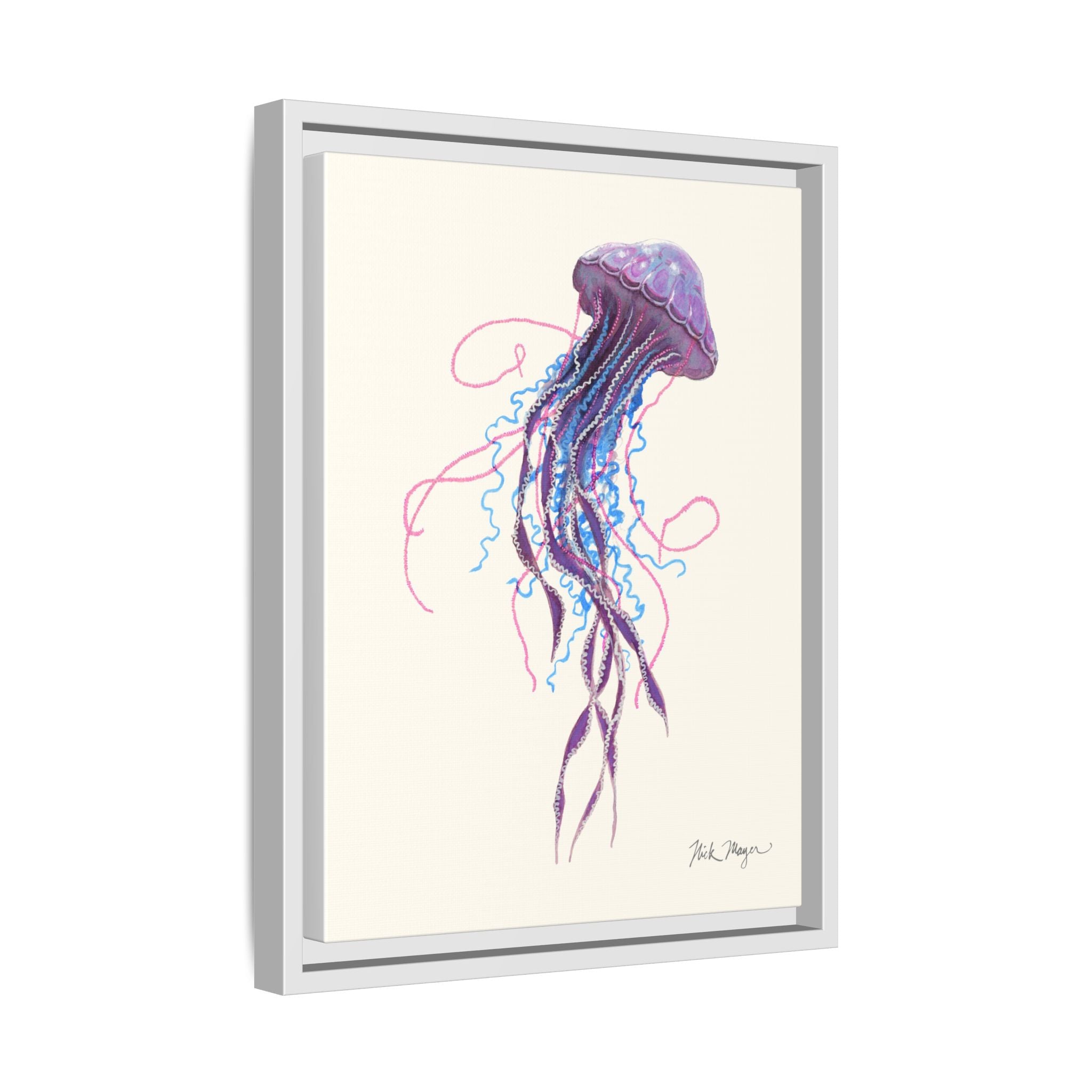 Purple Jellyfish II Framed Canvas Print Printify
