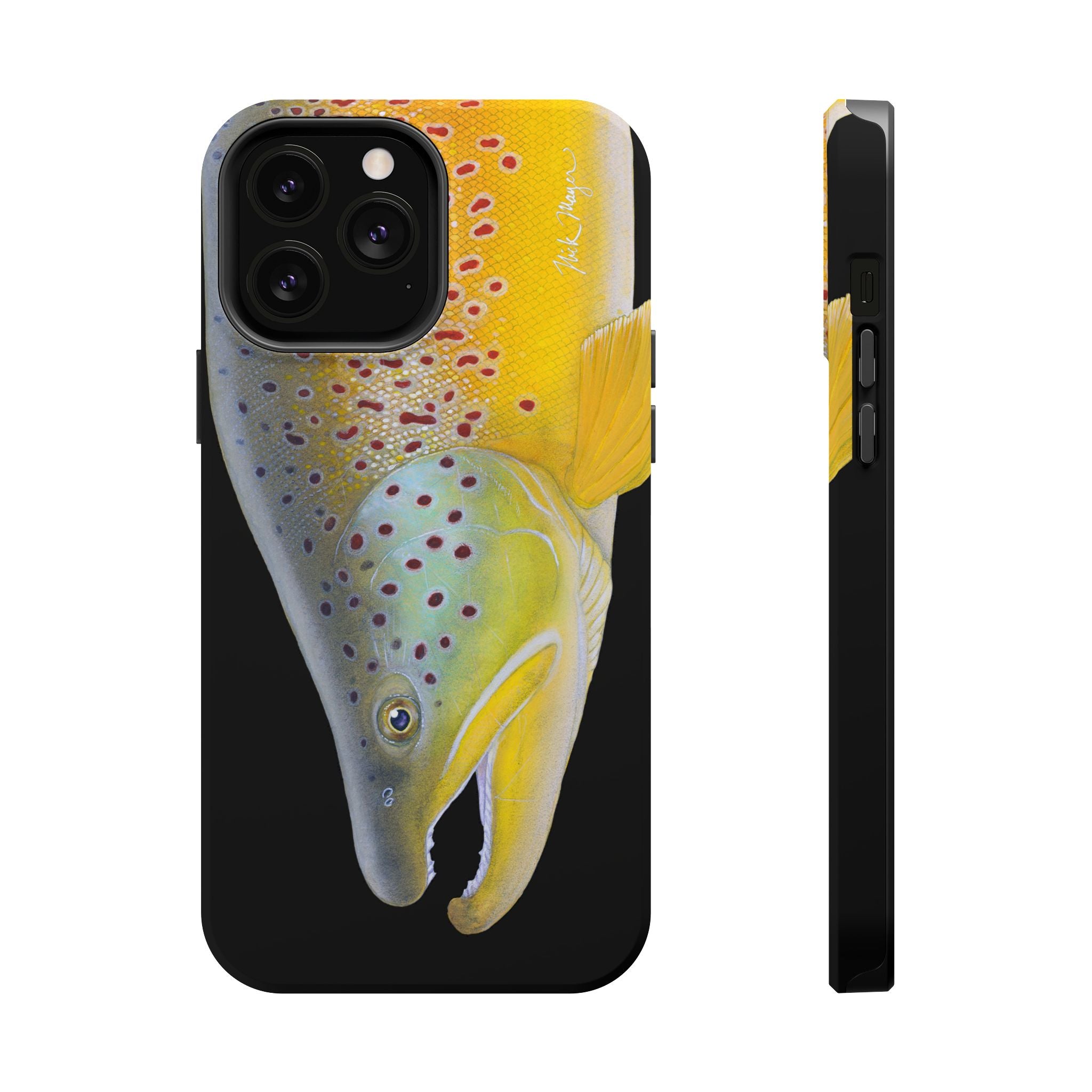 Brown Trout 3 Face Black MagSafe iPhone Case