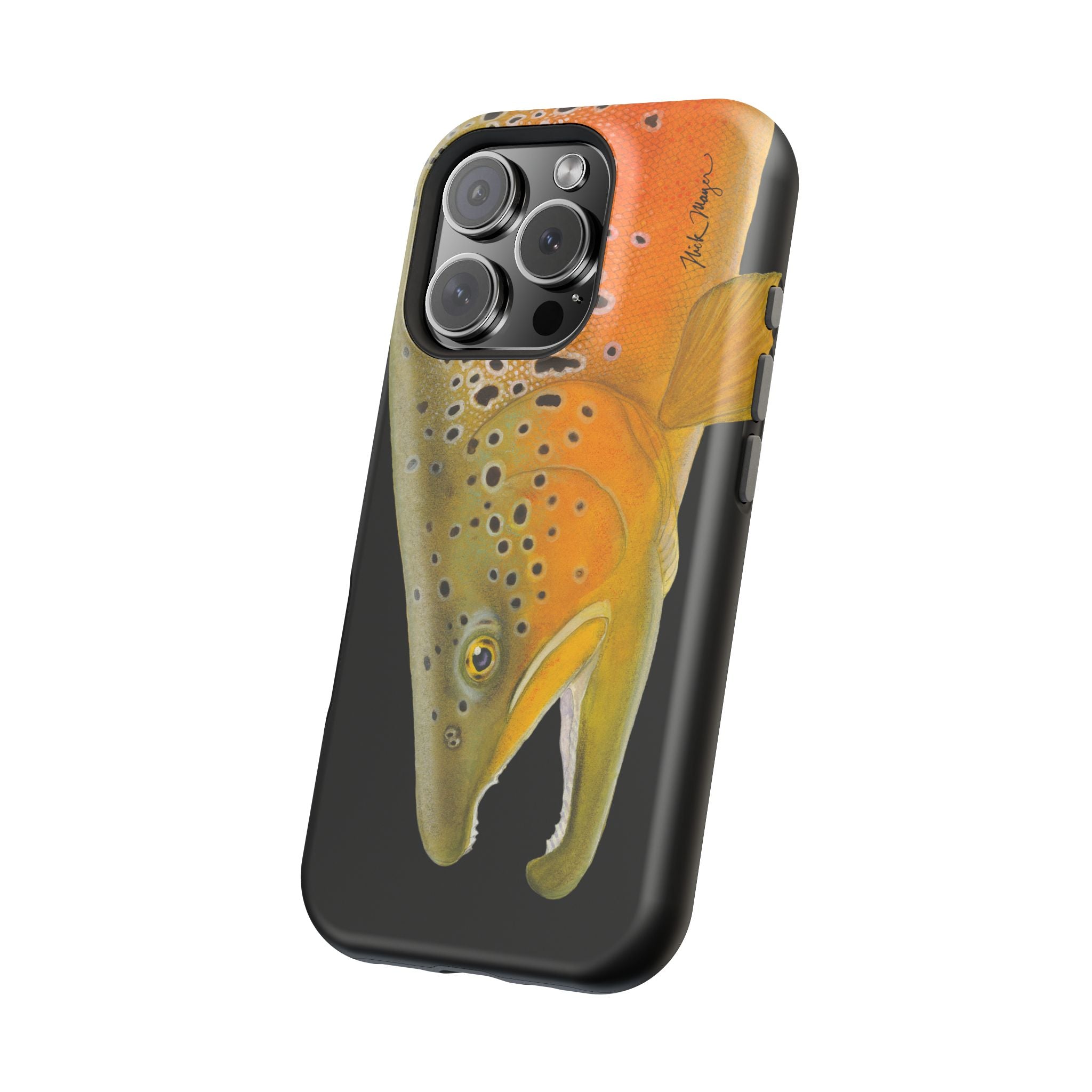 Brown Trout 2 Black MagSafe iPhone Case