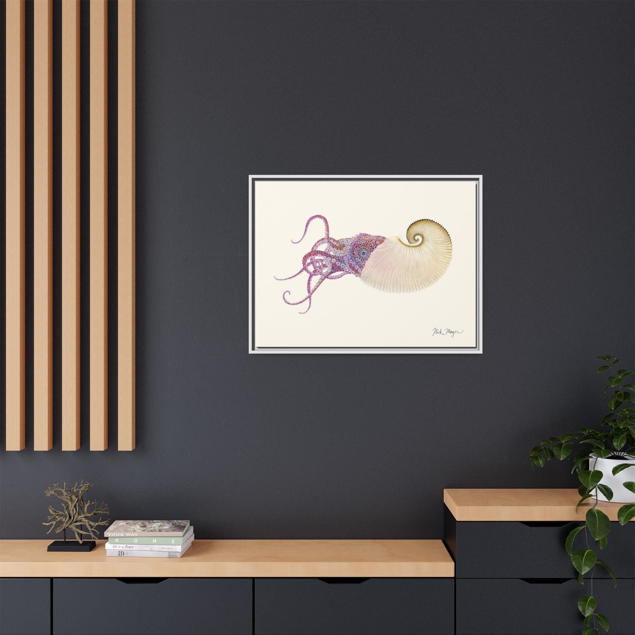 Paper Nautilus Framed Canvas Print Printify