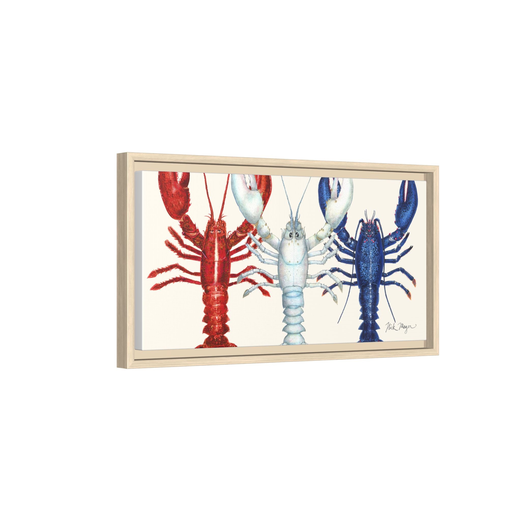 American Lobsters Trio Framed Canvas Print Printify