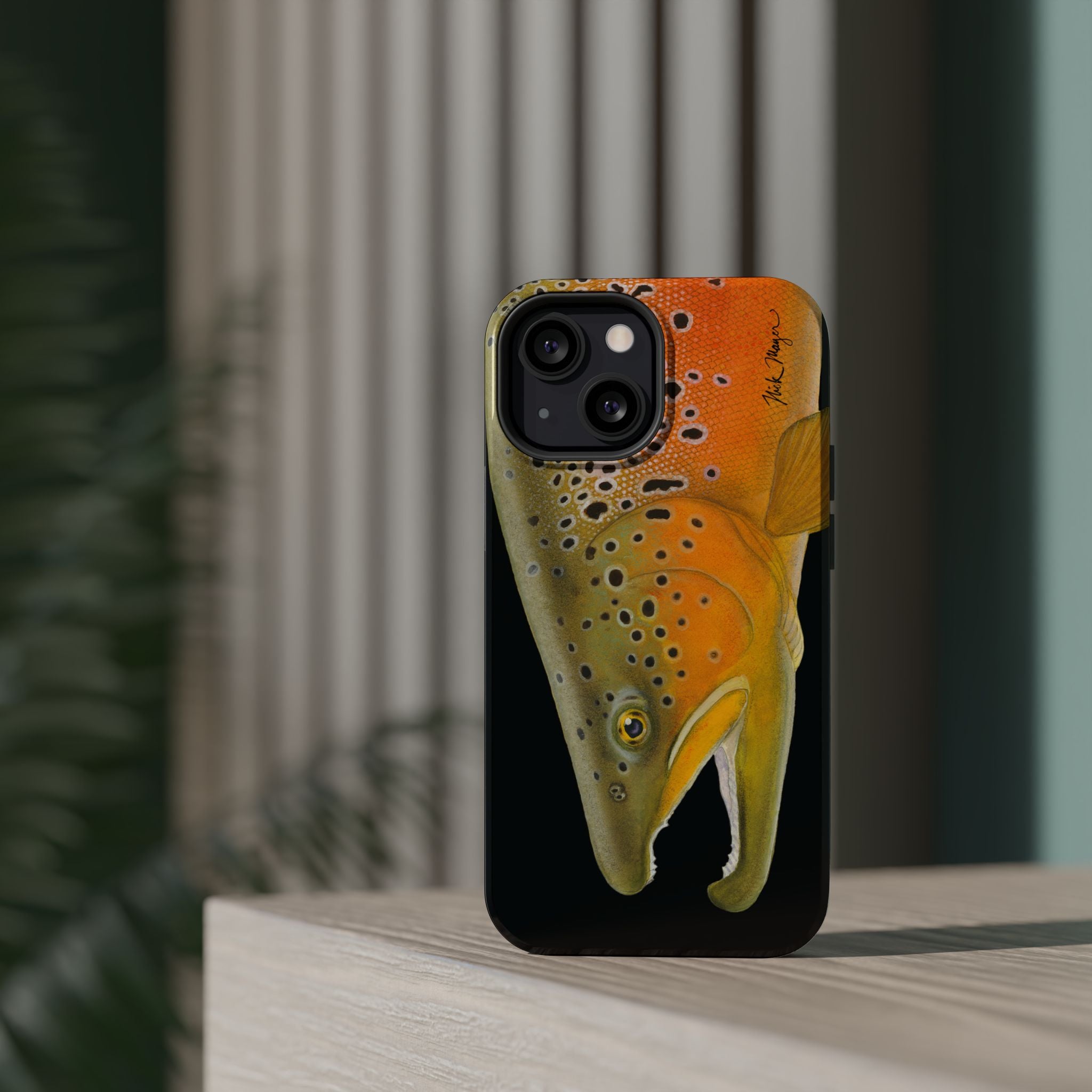 Brown Trout 2 Black MagSafe iPhone Case