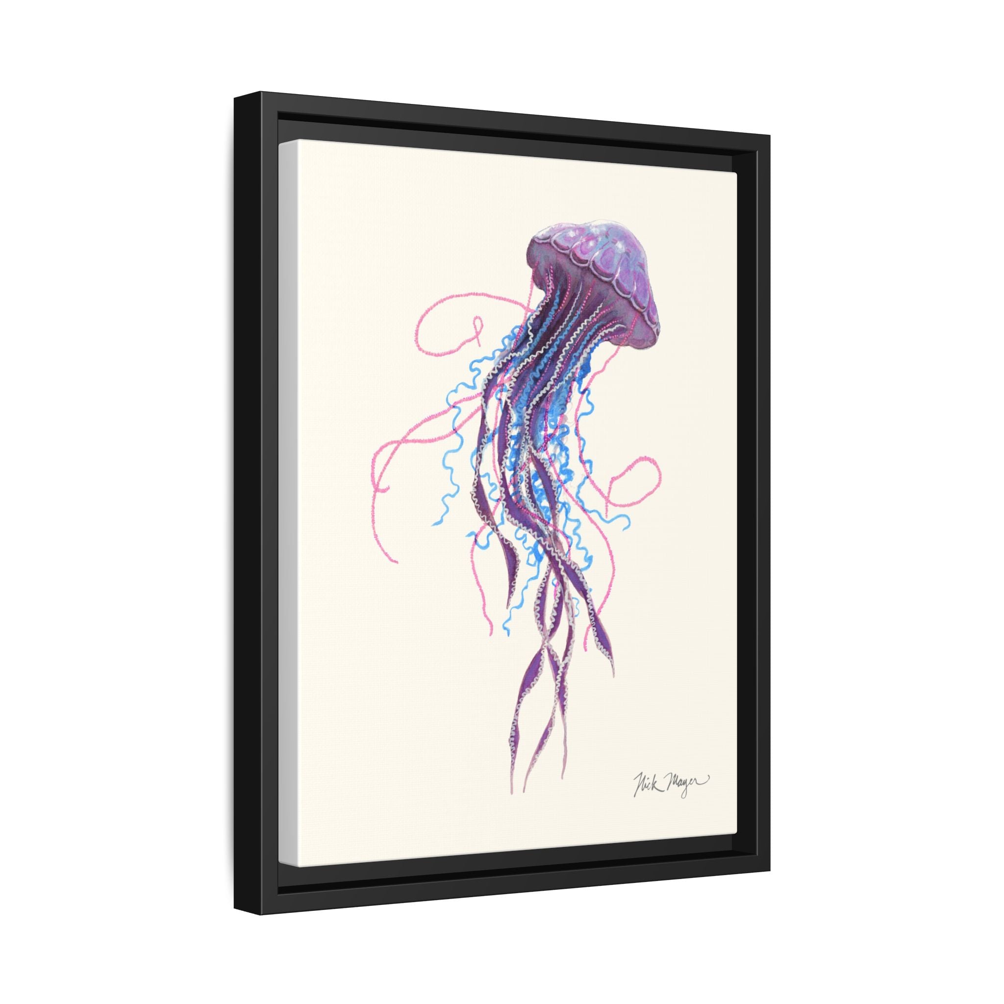 Purple Jellyfish II Framed Canvas Print Printify