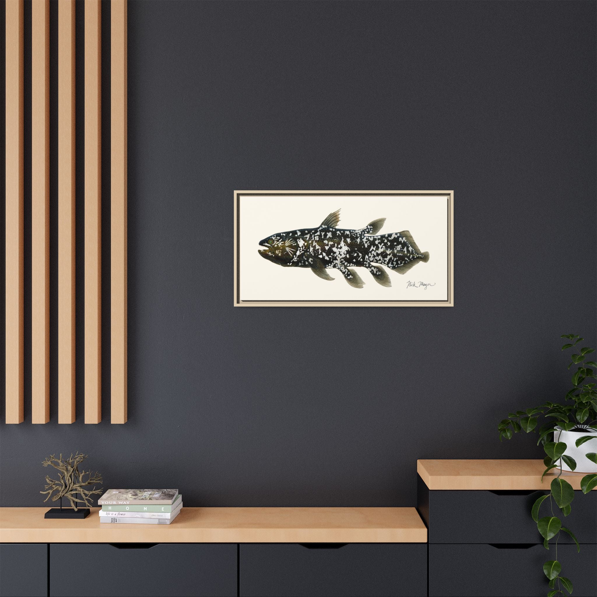 Coelacanth Framed Canvas Print Printify