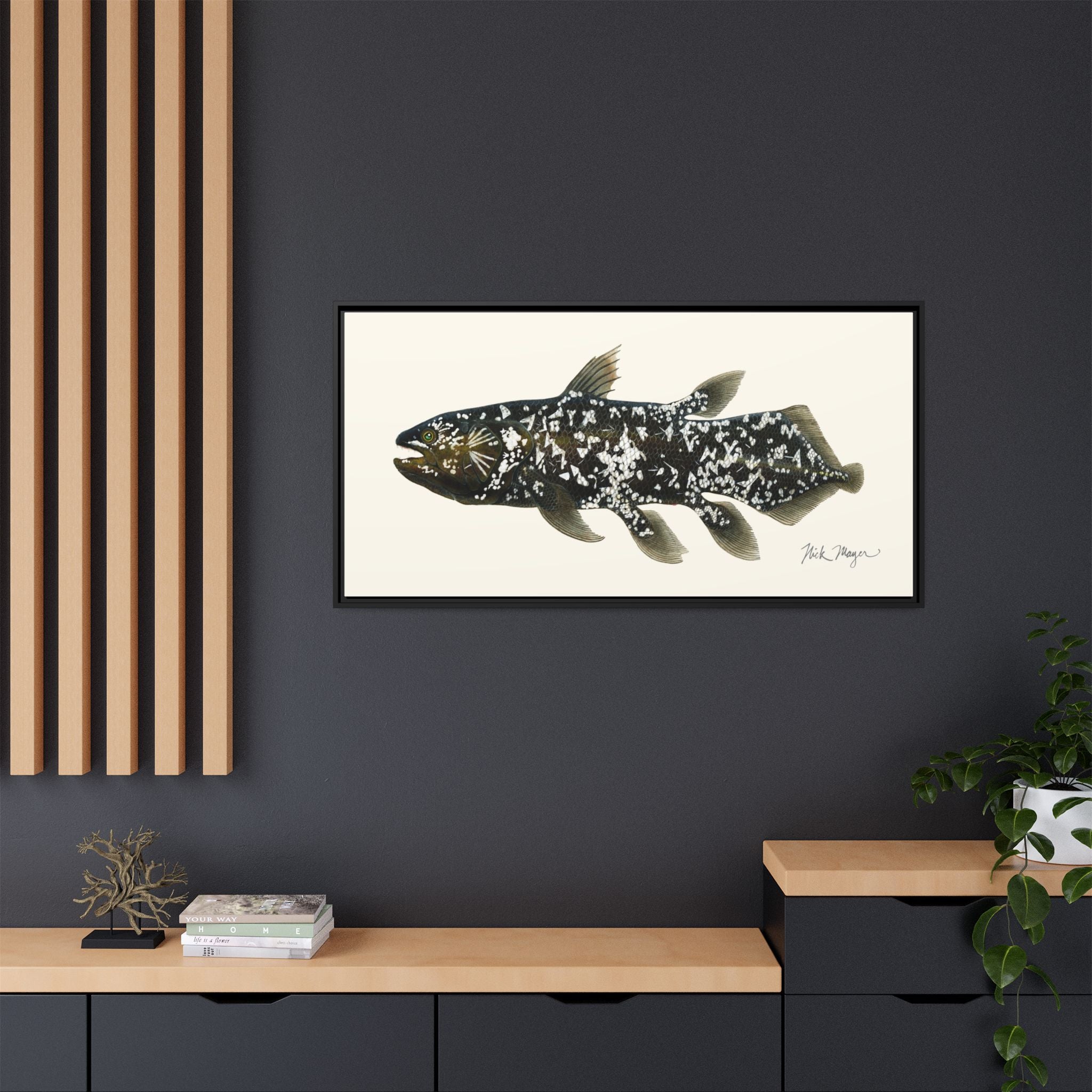 Coelacanth Framed Canvas Print Printify