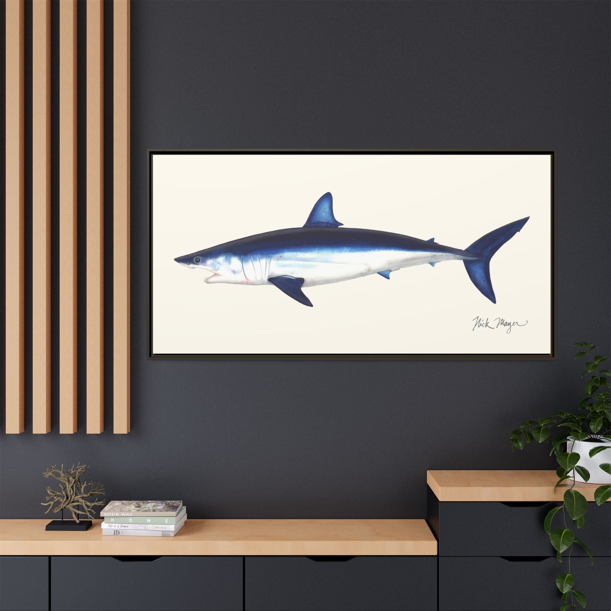 Mako Shark Framed Canvas Print Printify