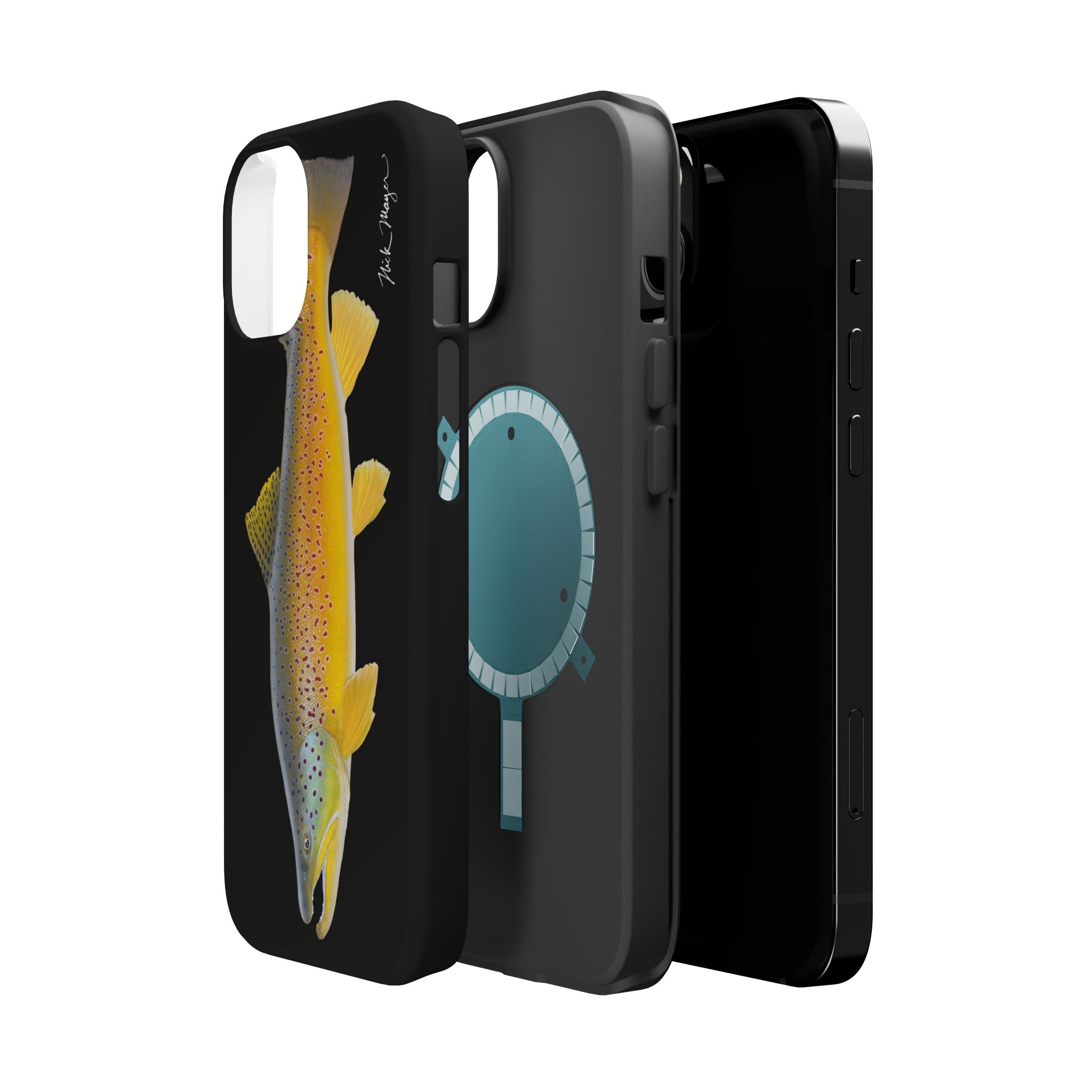 Brown Trout 3 Black MagSafe iPhone Case