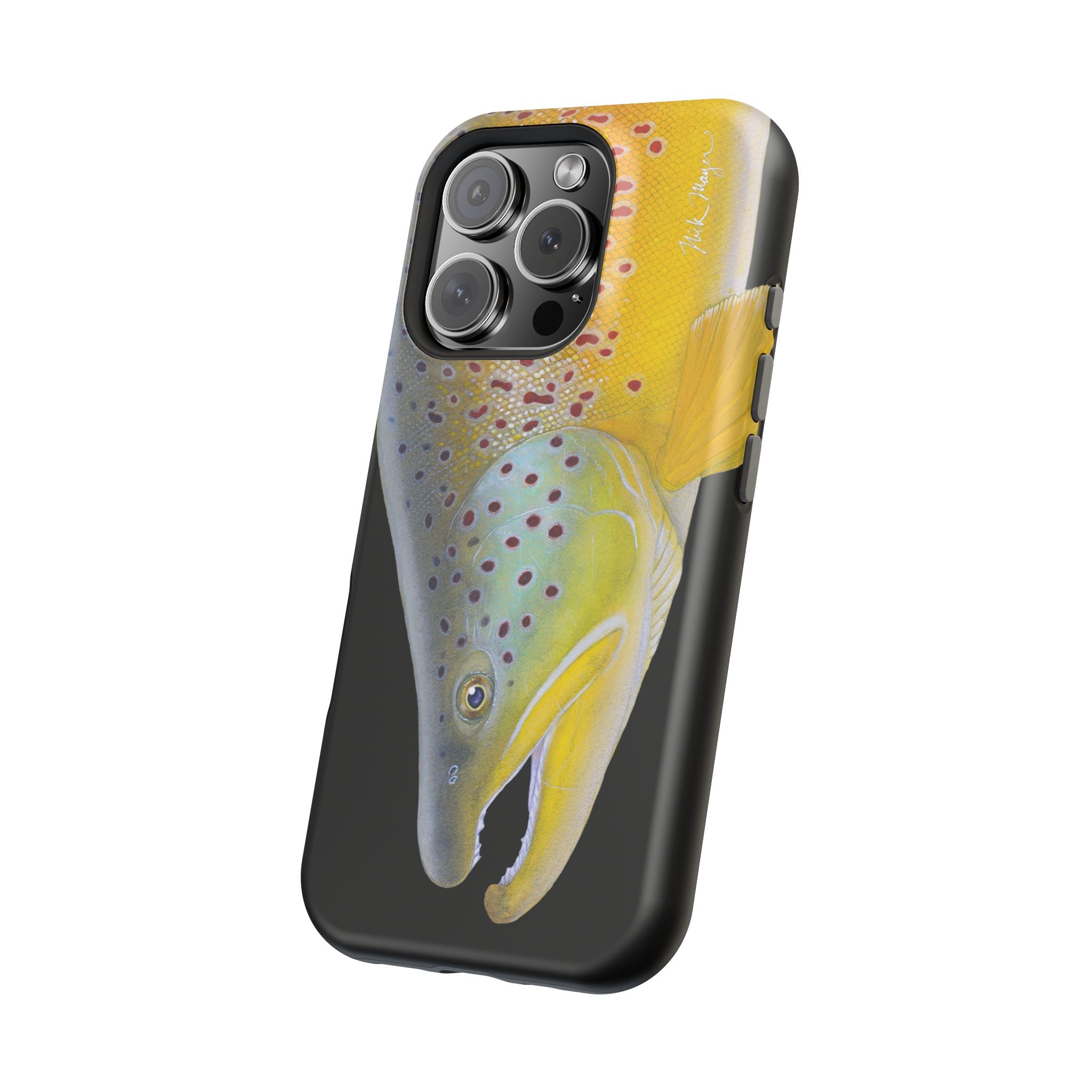 Brown Trout 3 Face Black MagSafe iPhone Case