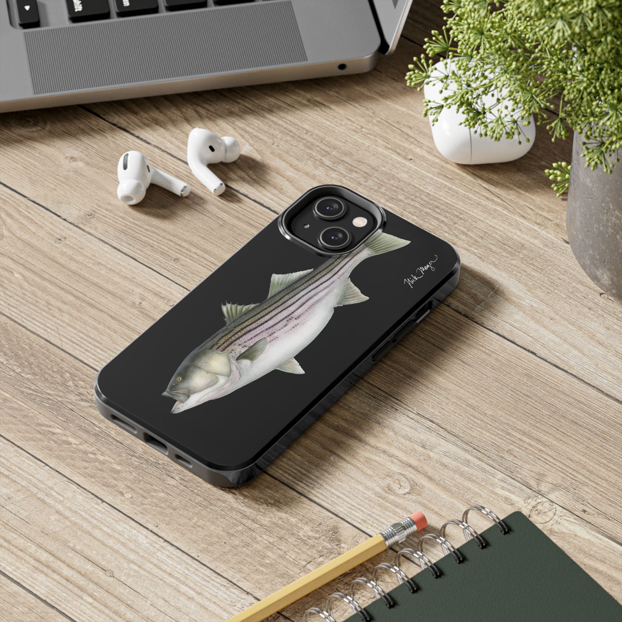 30 lb Striper - Black Phone Case (iPhone)