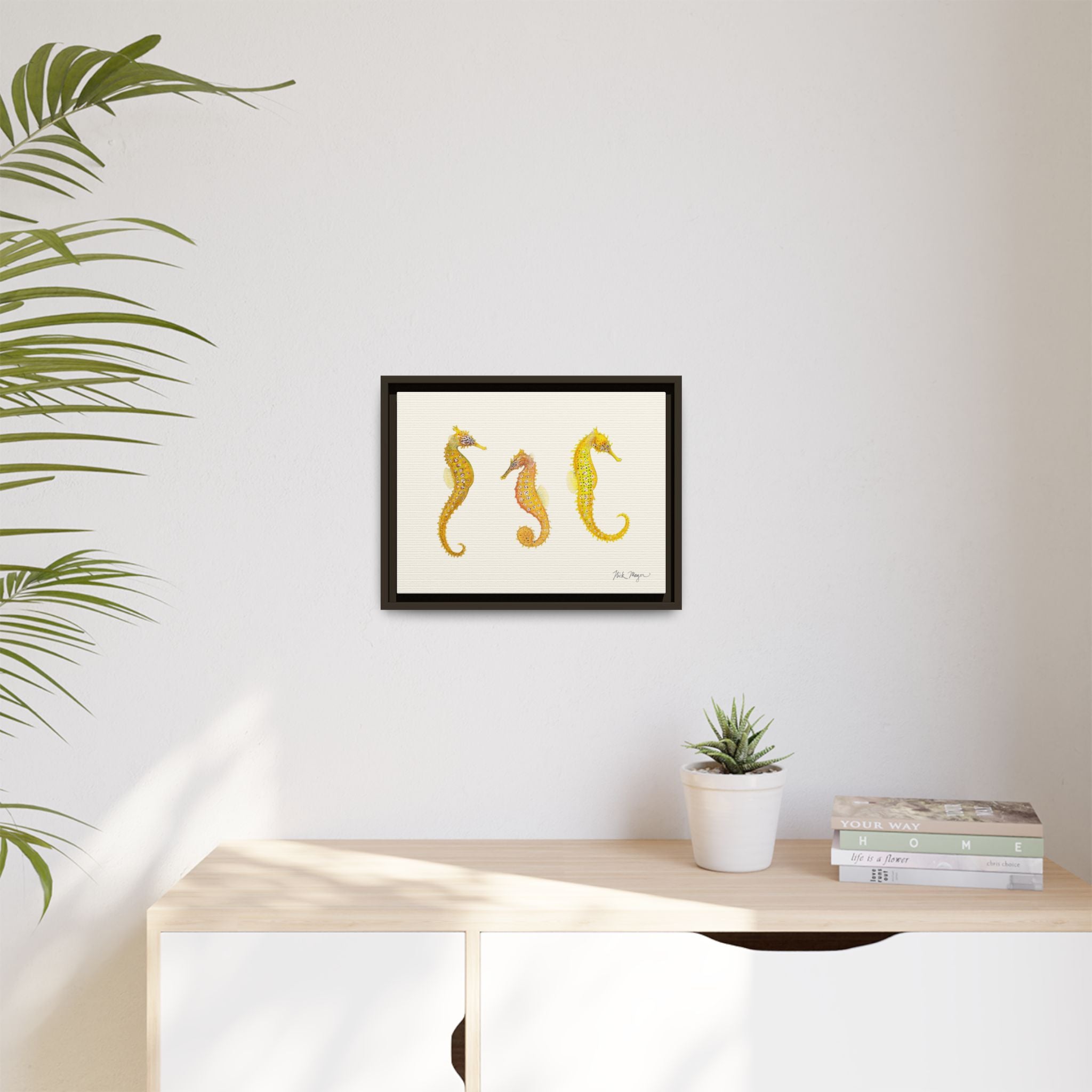 Giant Seahorse Trio Framed Canvas Print Printify