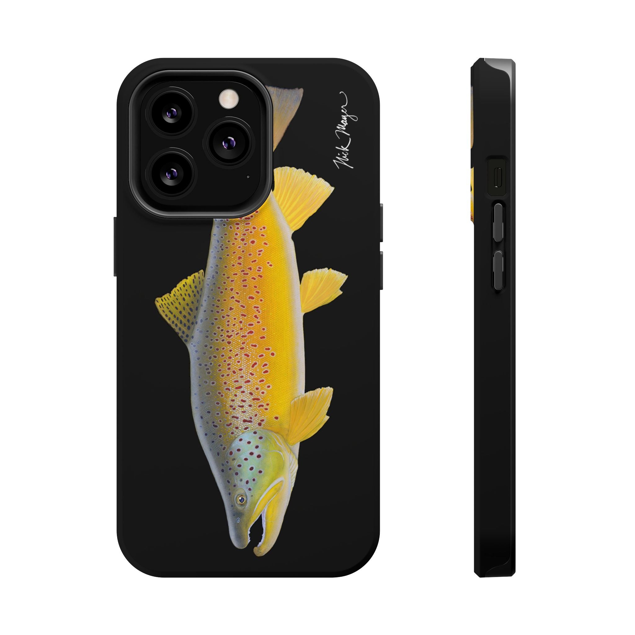 Brown Trout 3 Black MagSafe iPhone Case