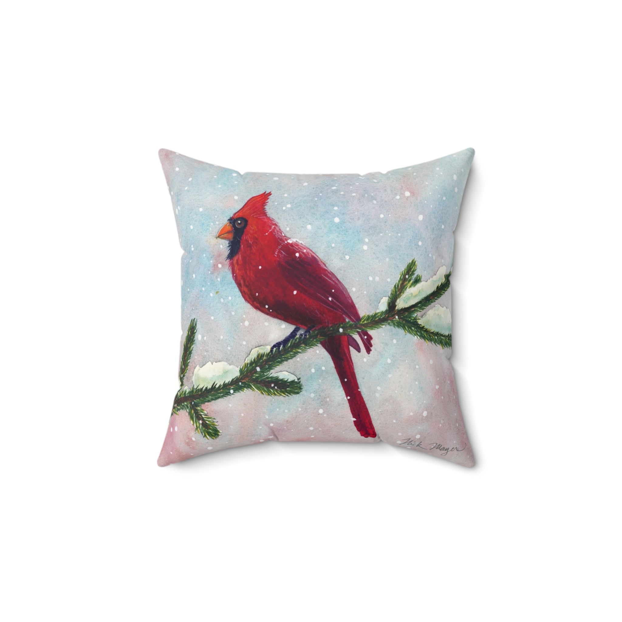 Snowy Cardinal II Throw Pillow