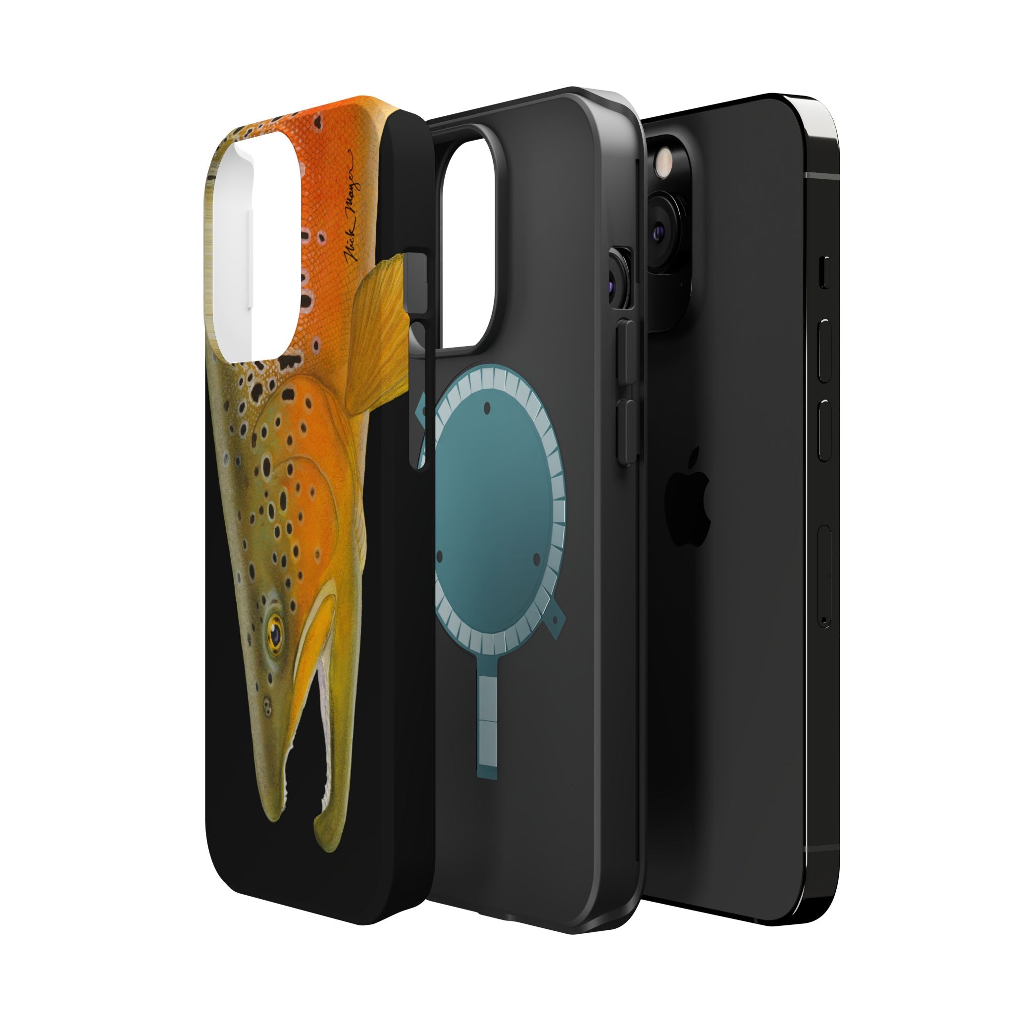 Brown Trout 2 Black MagSafe iPhone Case