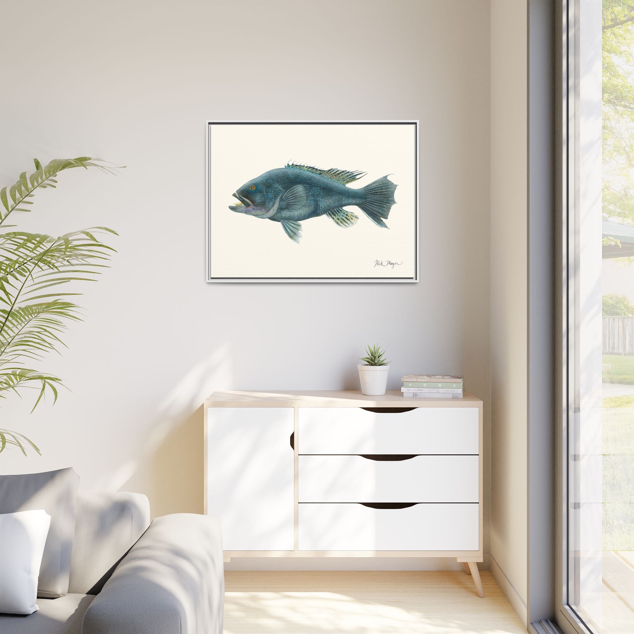 Black Sea Bass Framed Canvas Print Printify