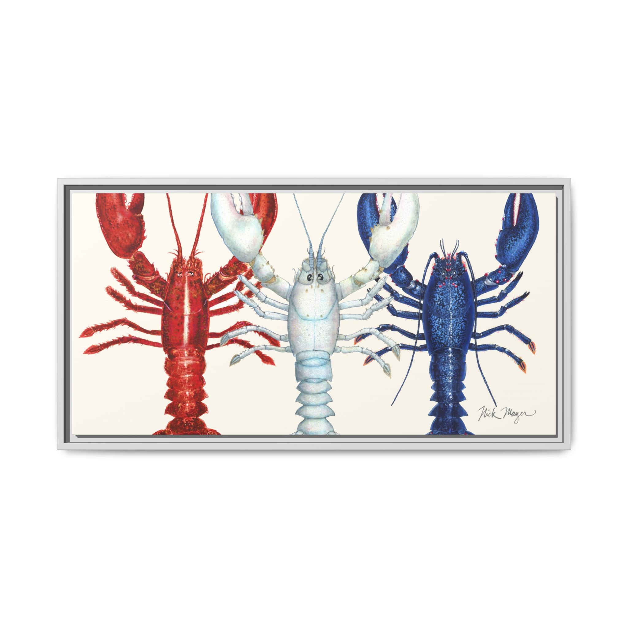 American Lobsters Trio Framed Canvas Print Printify