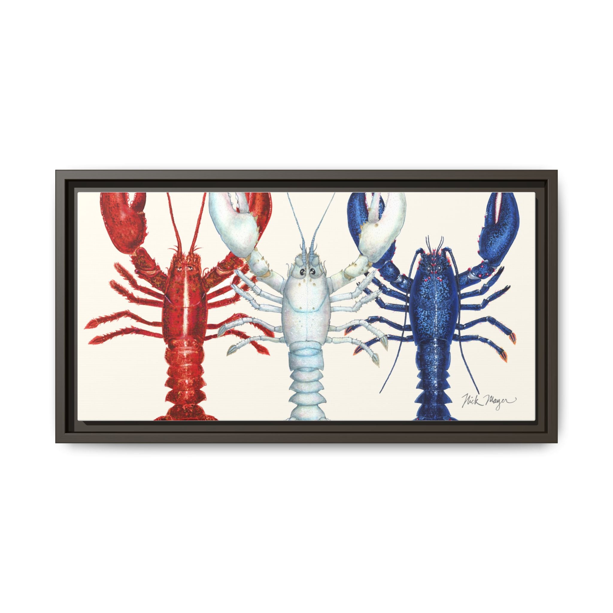 American Lobsters Trio Framed Canvas Print Printify