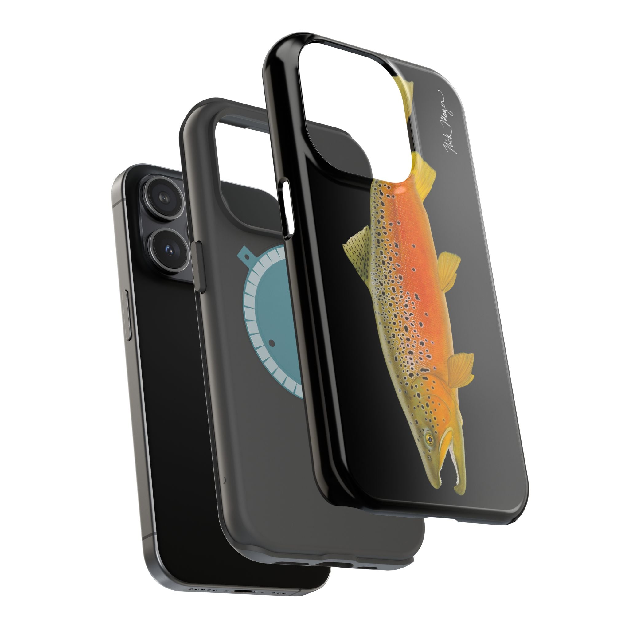 Brown Trout 2 Black MagSafe iPhone Case, NEW for Holiday 2025!