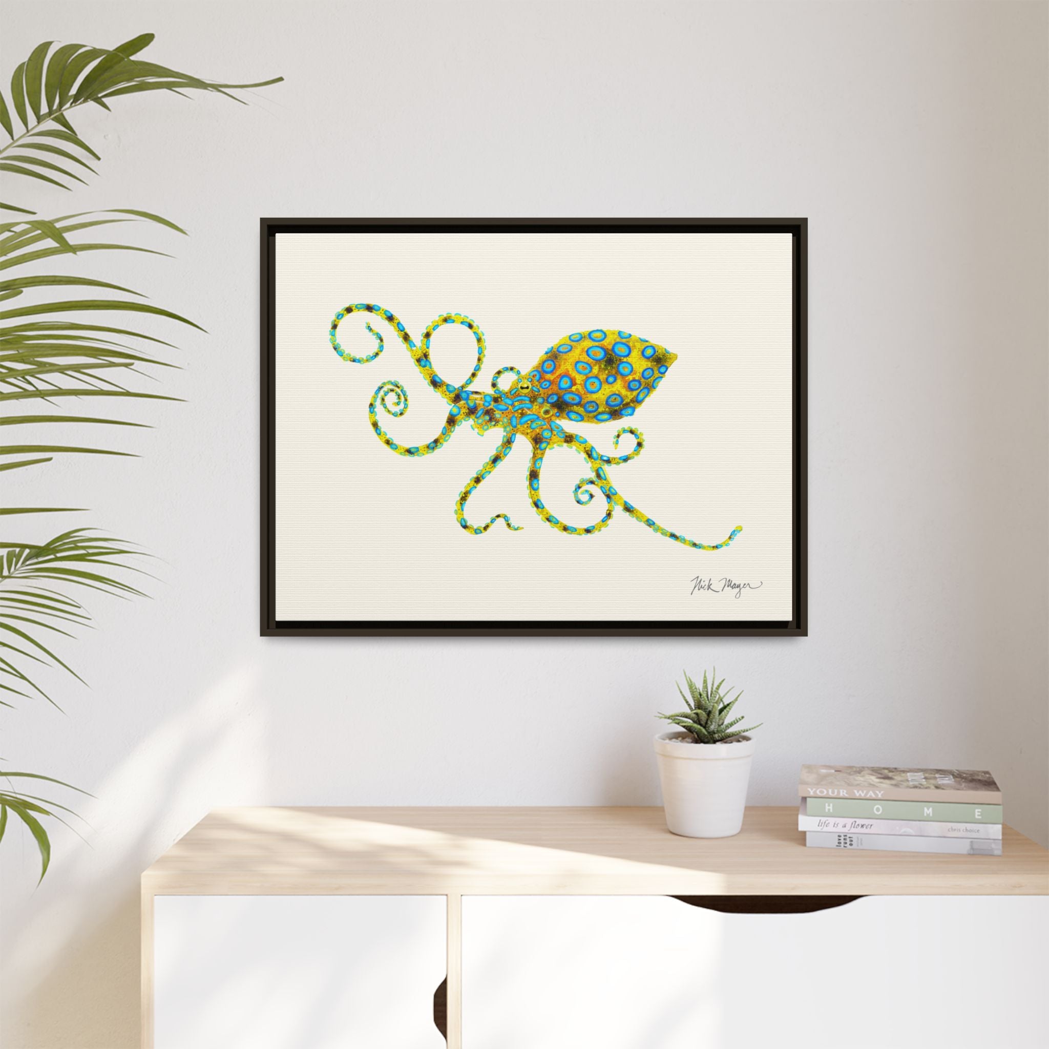 Blue Ringed Octopus Framed Canvas Print Printify