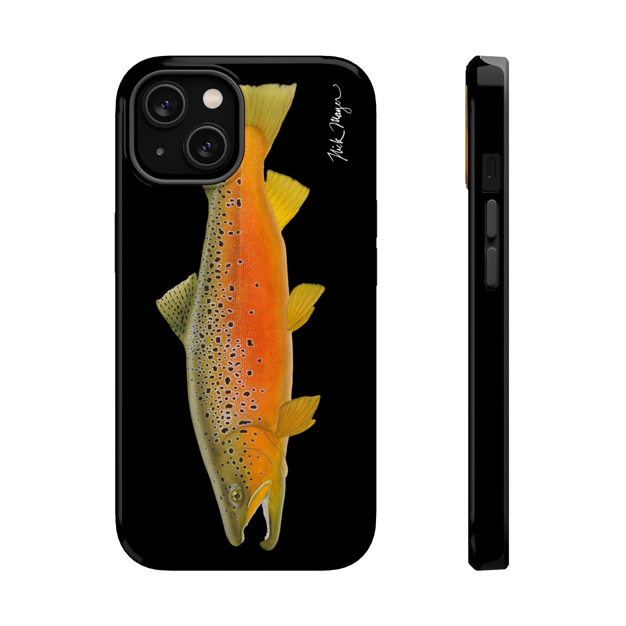 Brown Trout 2 Black MagSafe iPhone Case, NEW for Holiday 2025!