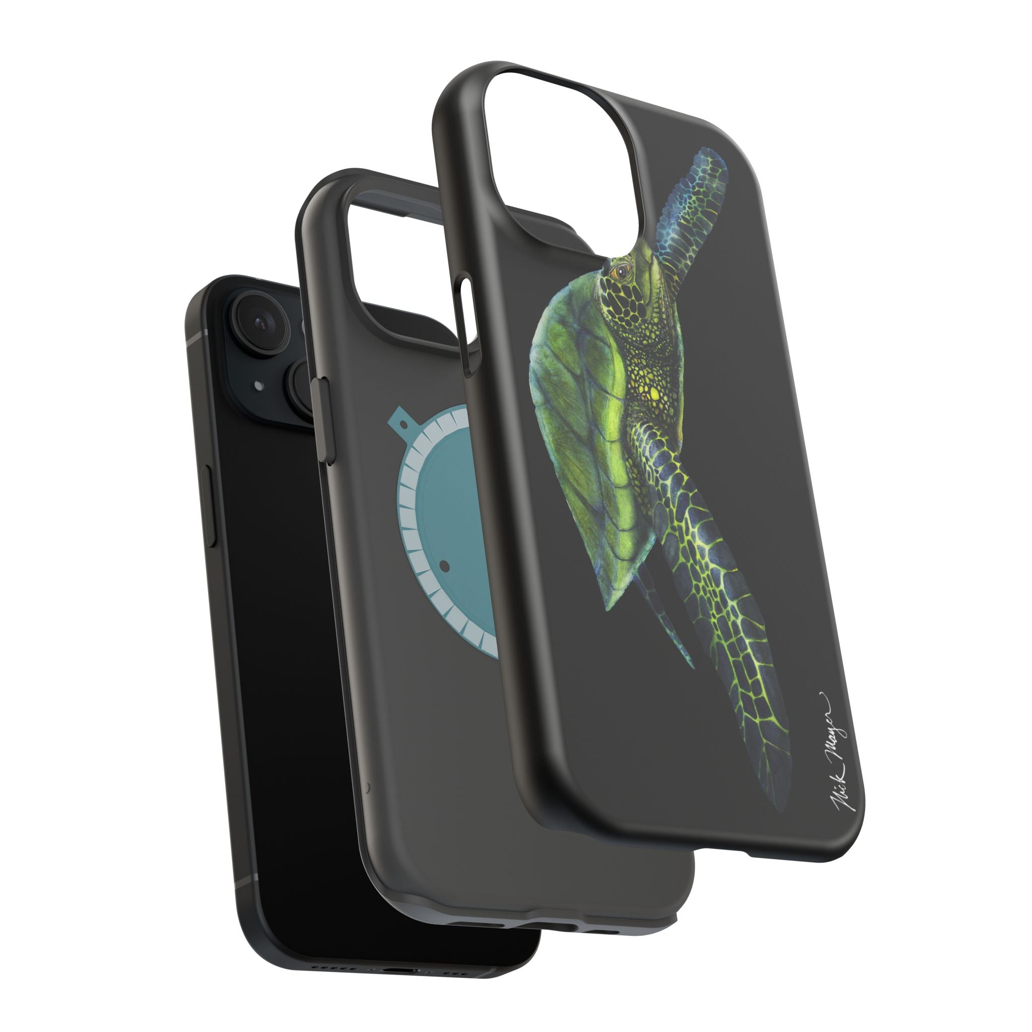 Green Sea Turtle MagSafe Black iPhone Case