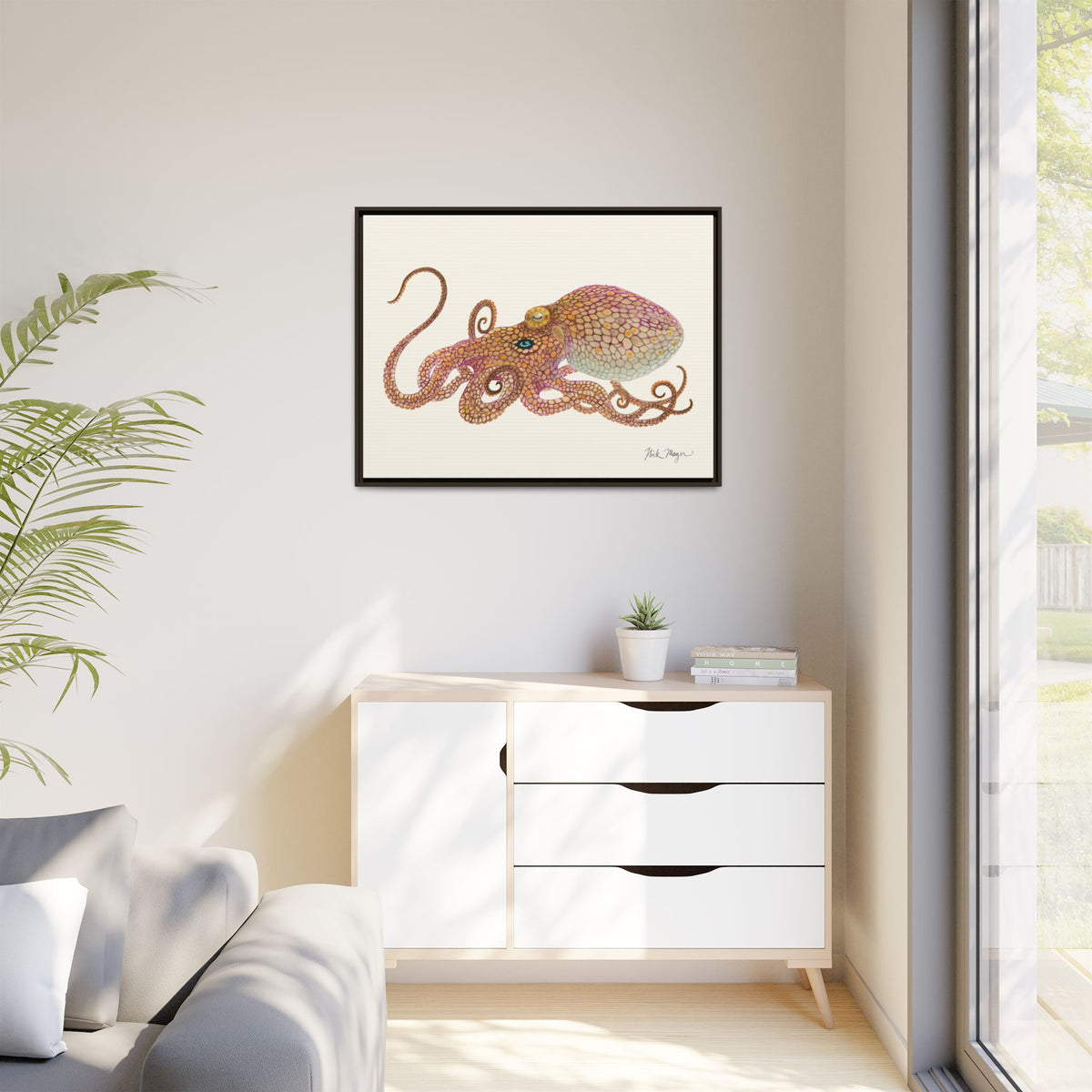 Two Spot Octopus Framed Canvas Print Printify