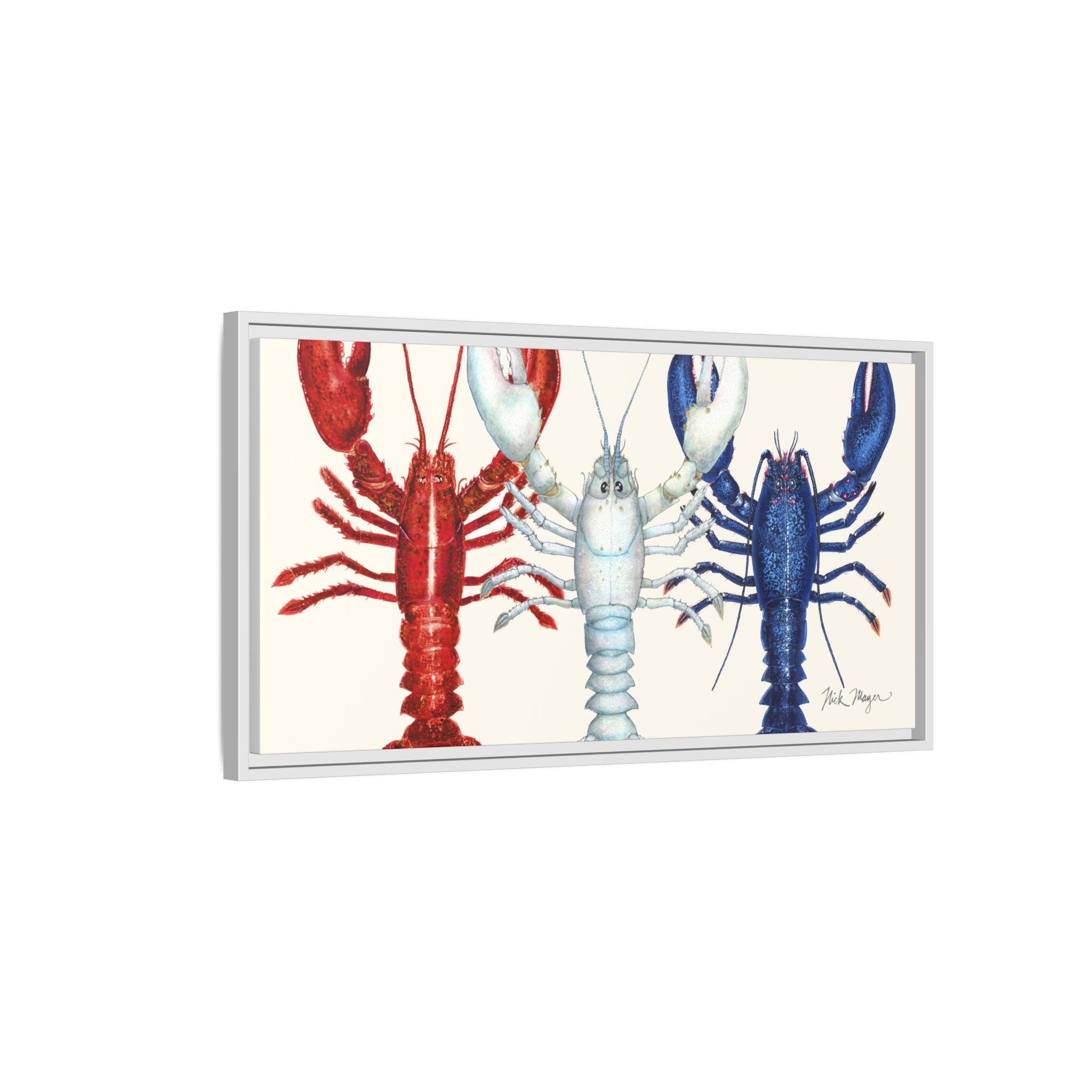 American Lobsters Trio Framed Canvas Print Printify