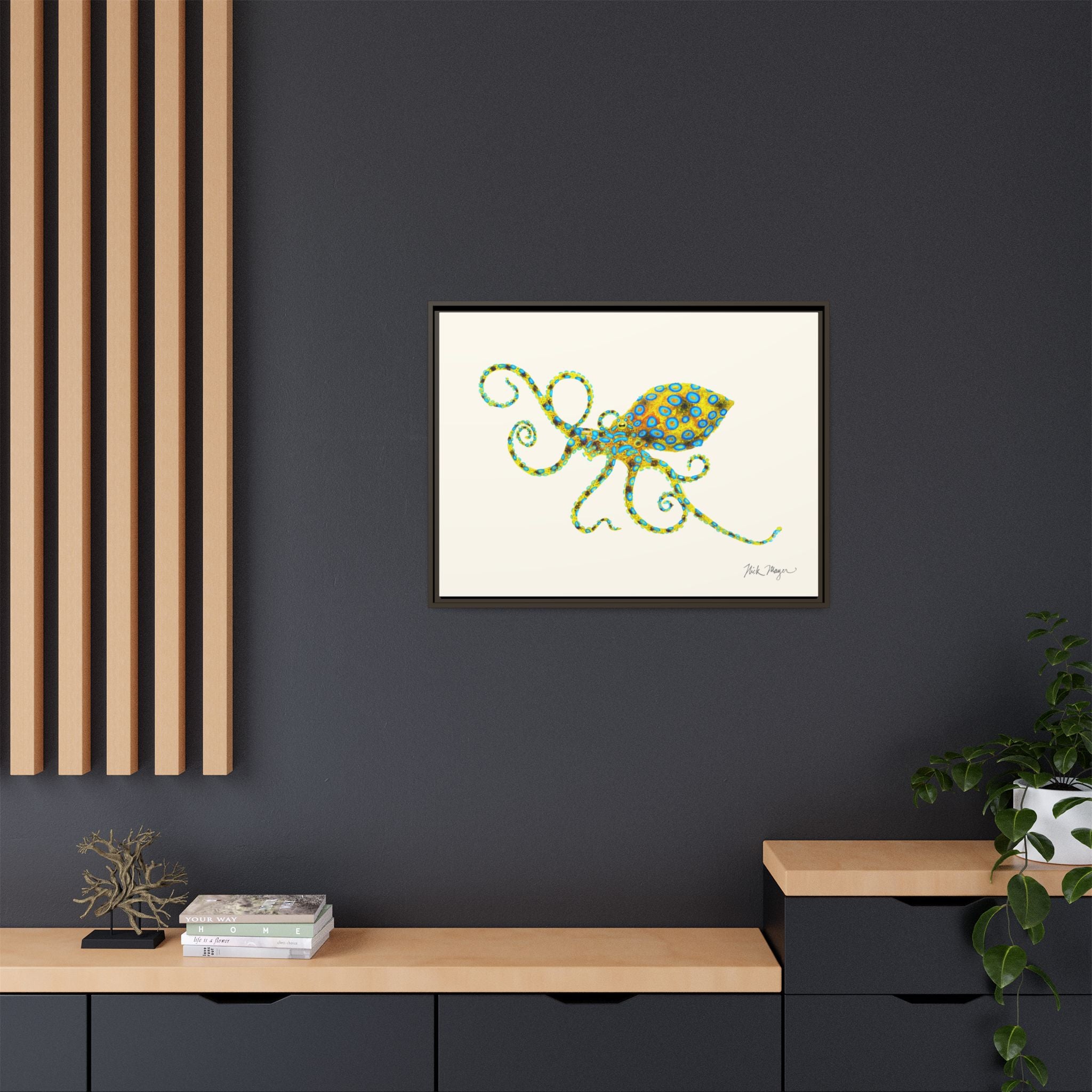 Blue Ringed Octopus Framed Canvas Print Printify