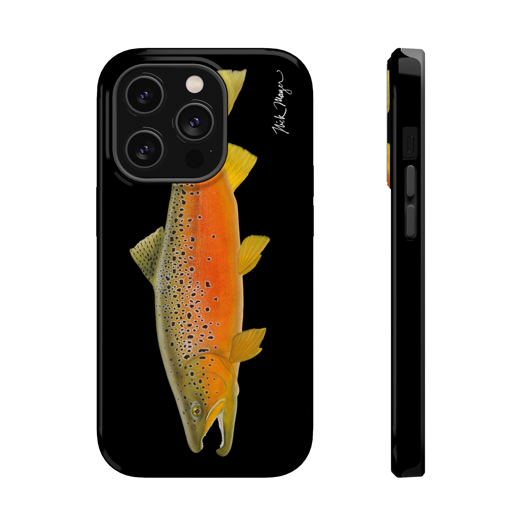 Brown Trout 2 Black MagSafe iPhone Case, NEW for Holiday 2025!