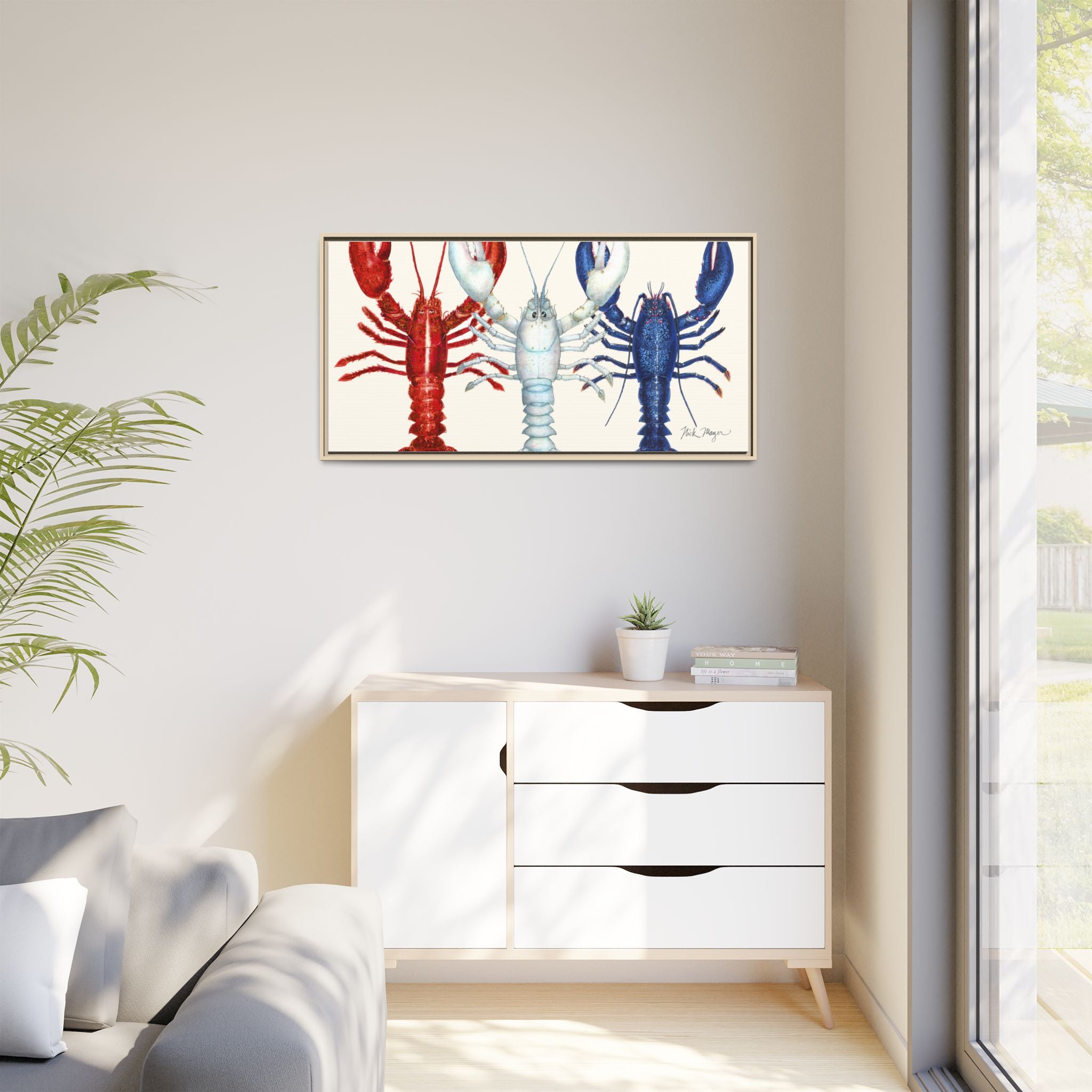 American Lobsters Trio Framed Canvas Print Printify