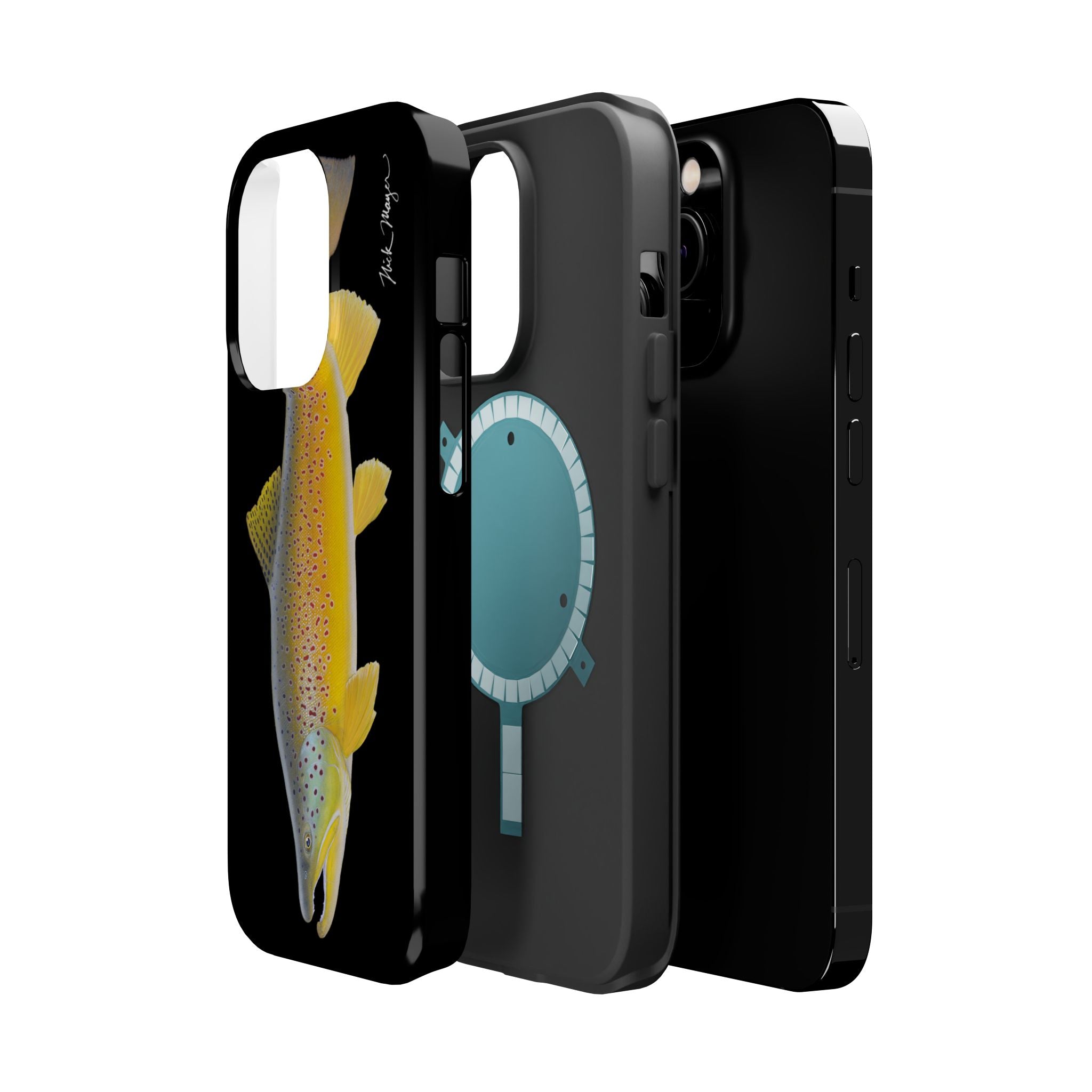 Brown Trout 3 Black MagSafe iPhone Case