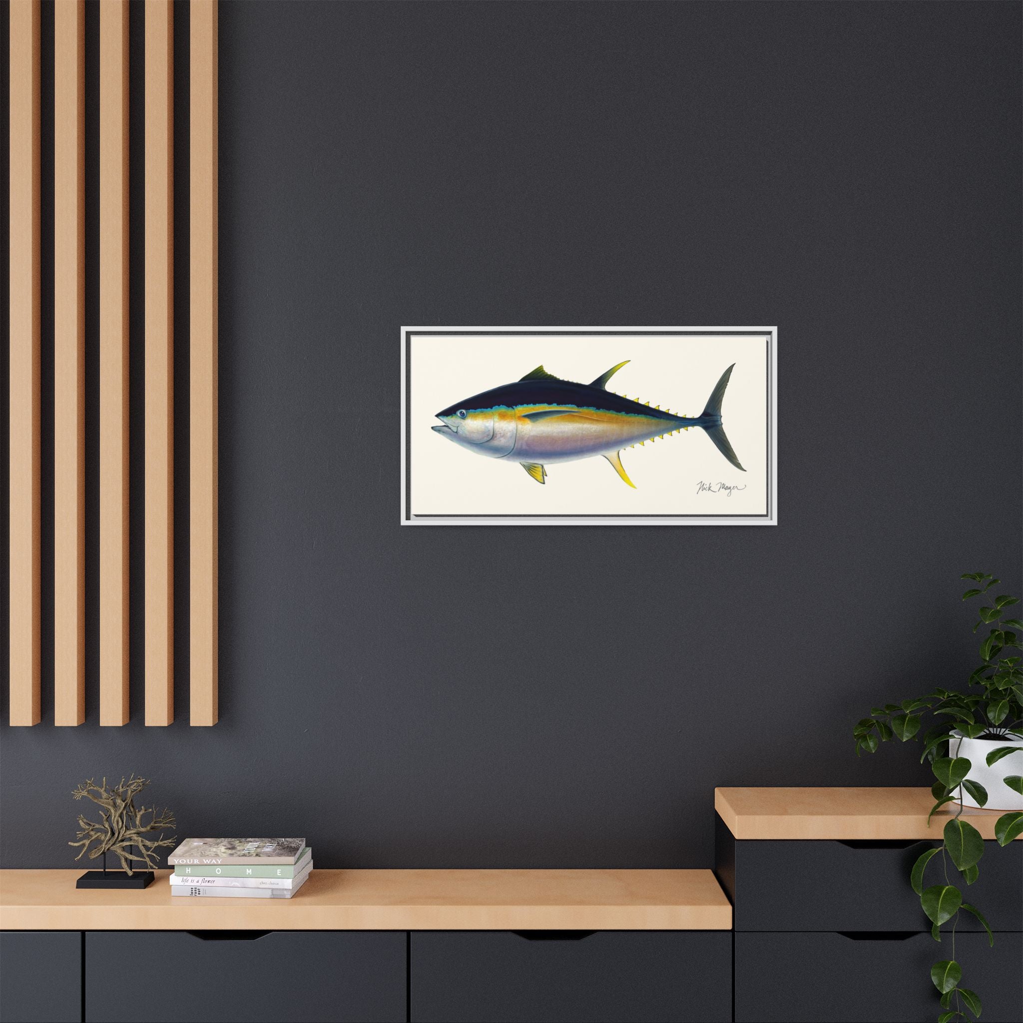 Bigeye Tuna Framed Canvas Print Printify