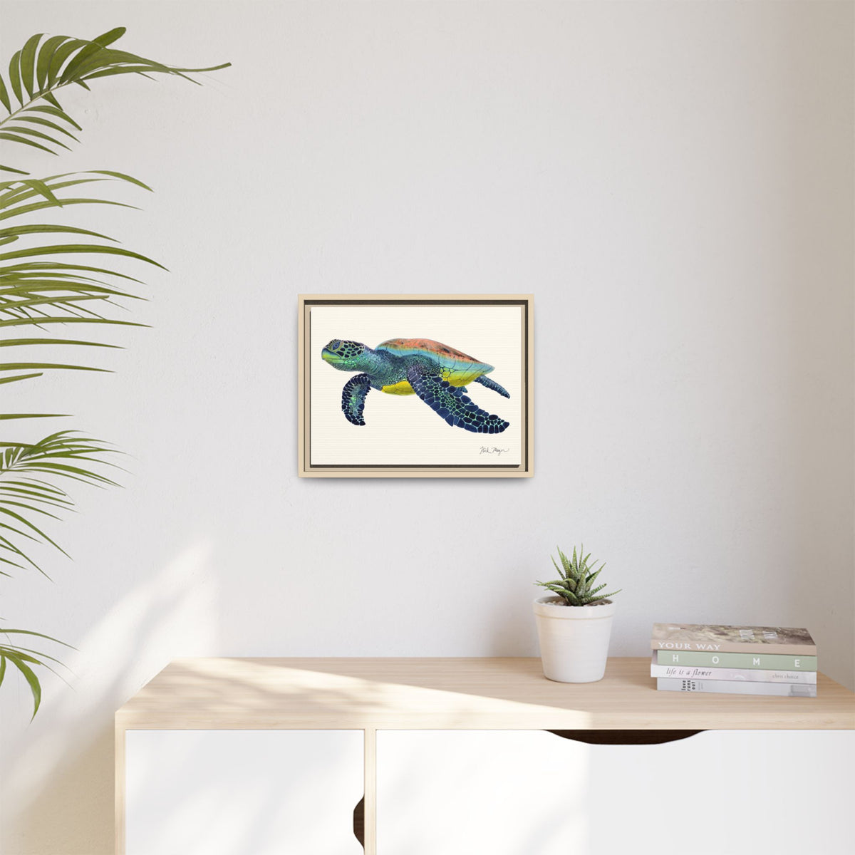 Green Sea Turtle II Framed Canvas Print Printify