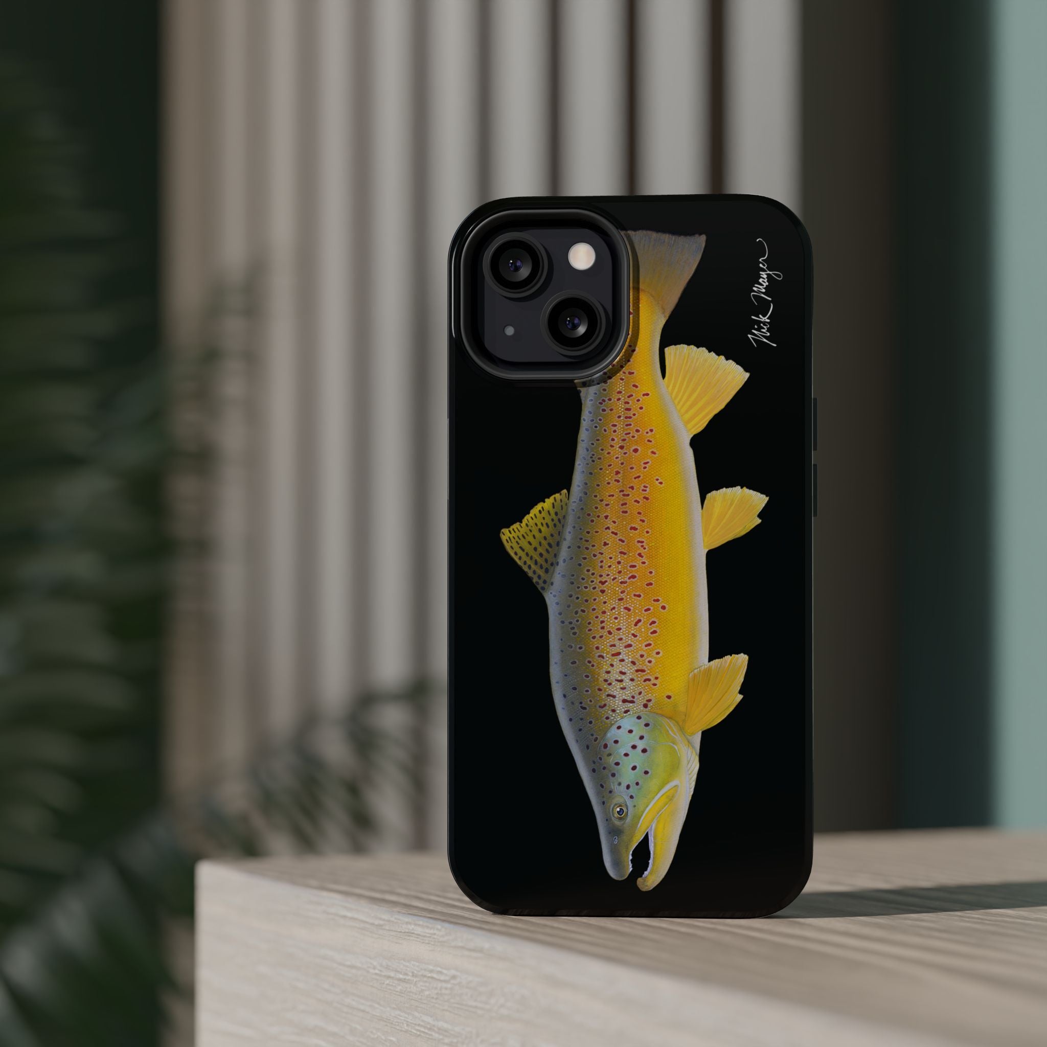 Brown Trout 3 Black MagSafe iPhone Case