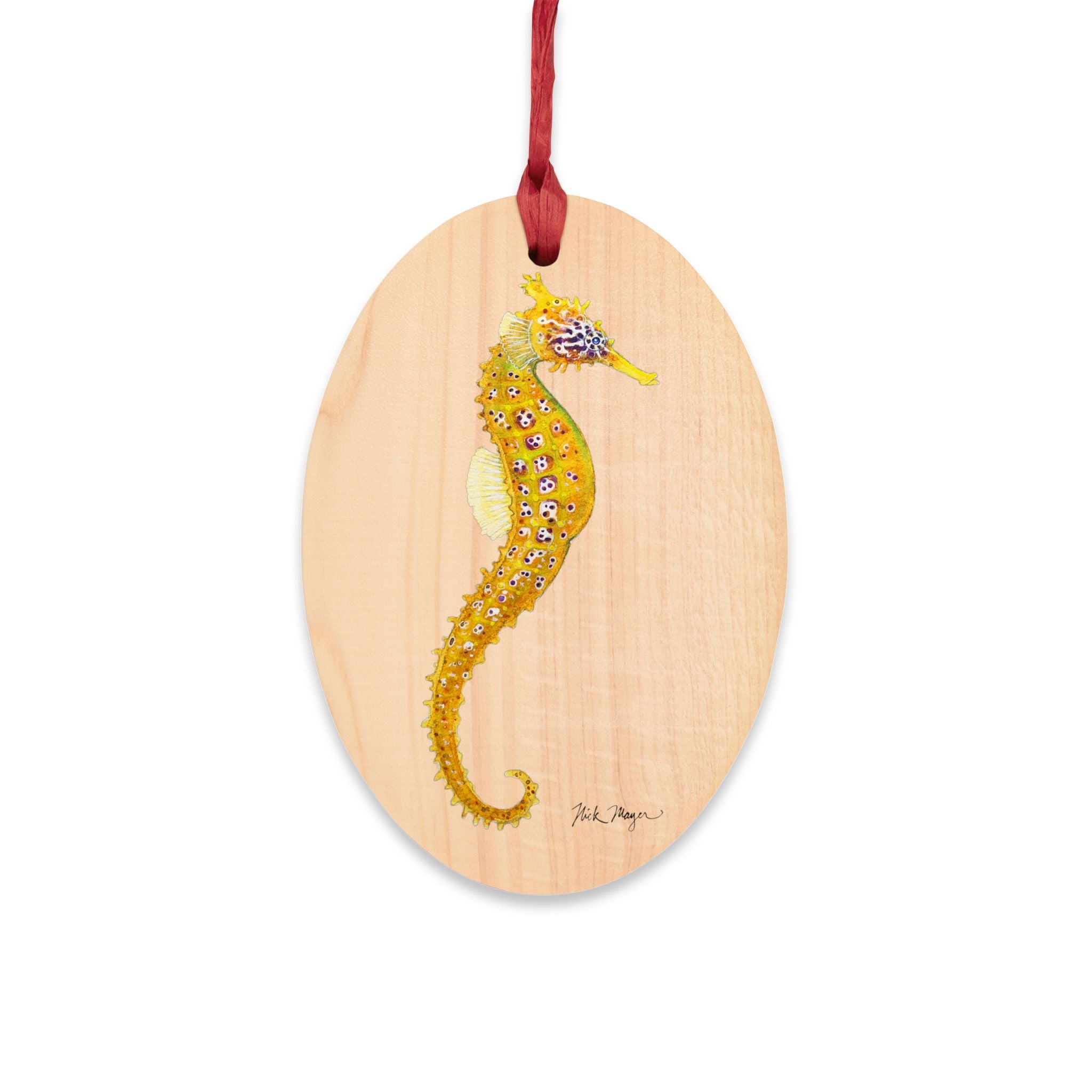 🎁 Yellow Seahorse Wooden Ornament/ Magnet (100% off)