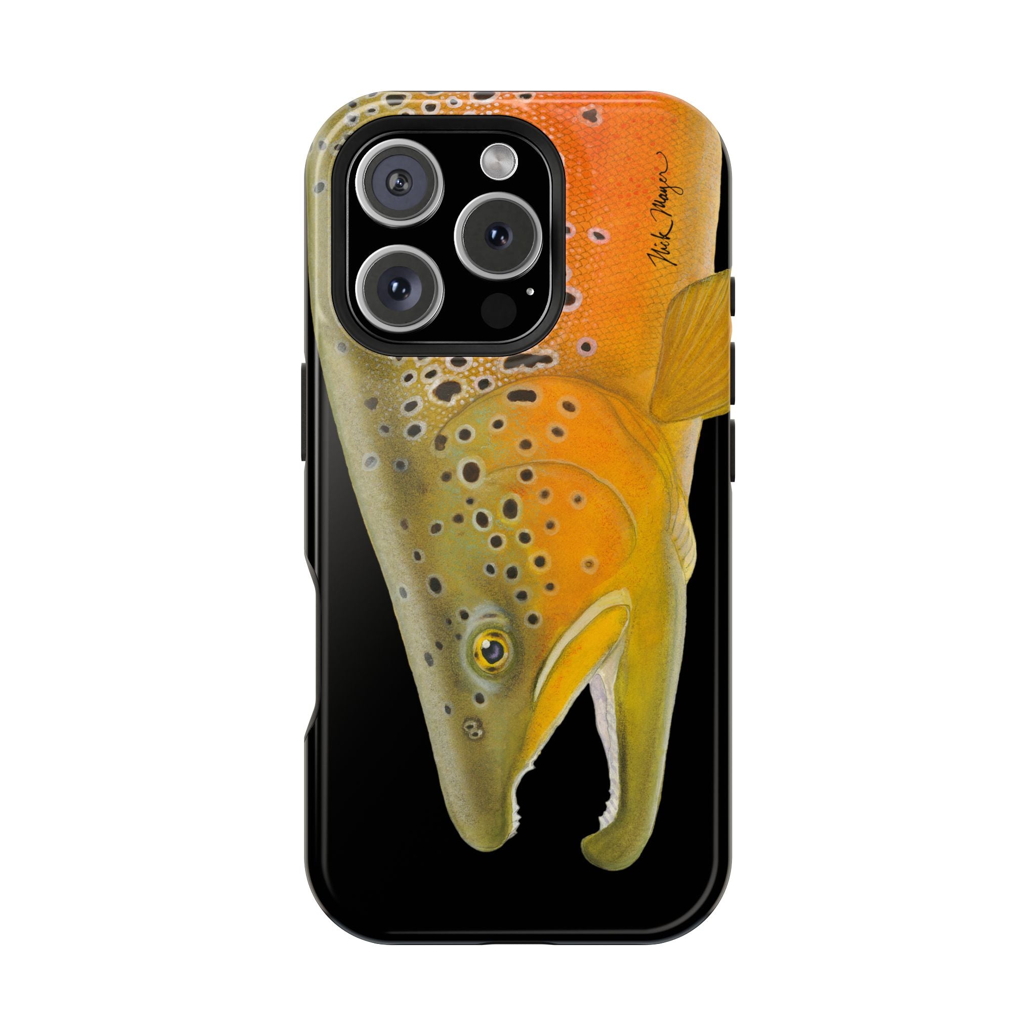 Brown Trout 2 Black MagSafe iPhone Case