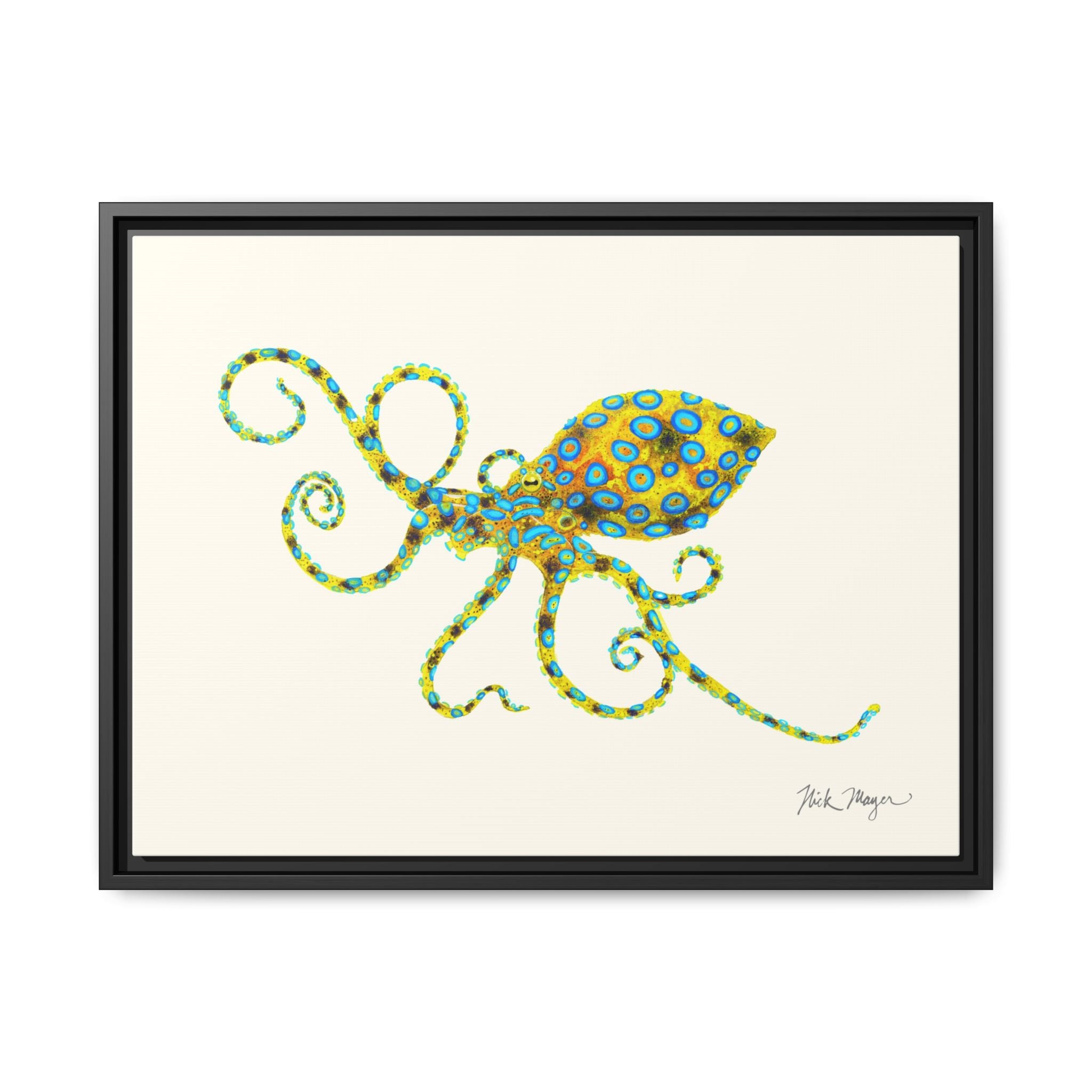 Blue Ringed Octopus Framed Canvas Print Printify
