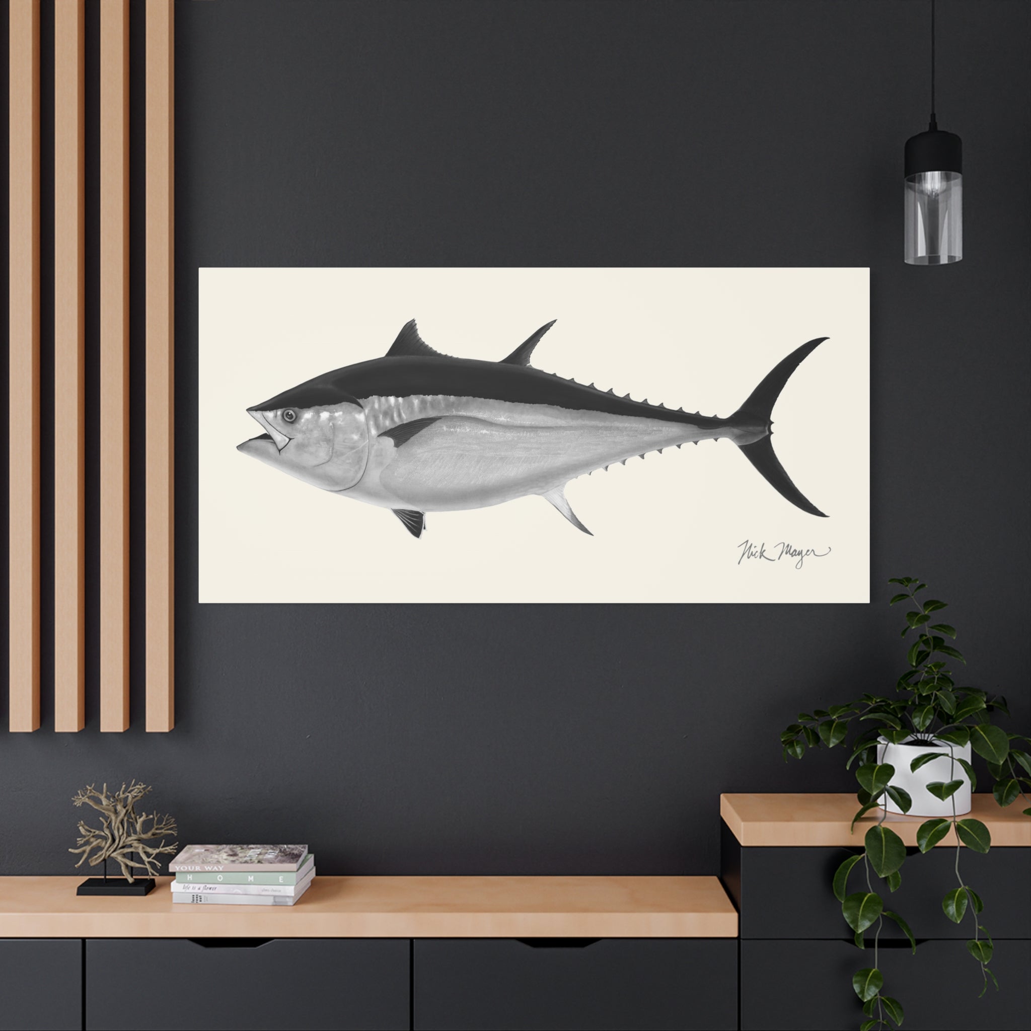 Black and White Giant Bluefin Tuna II Canvas Print