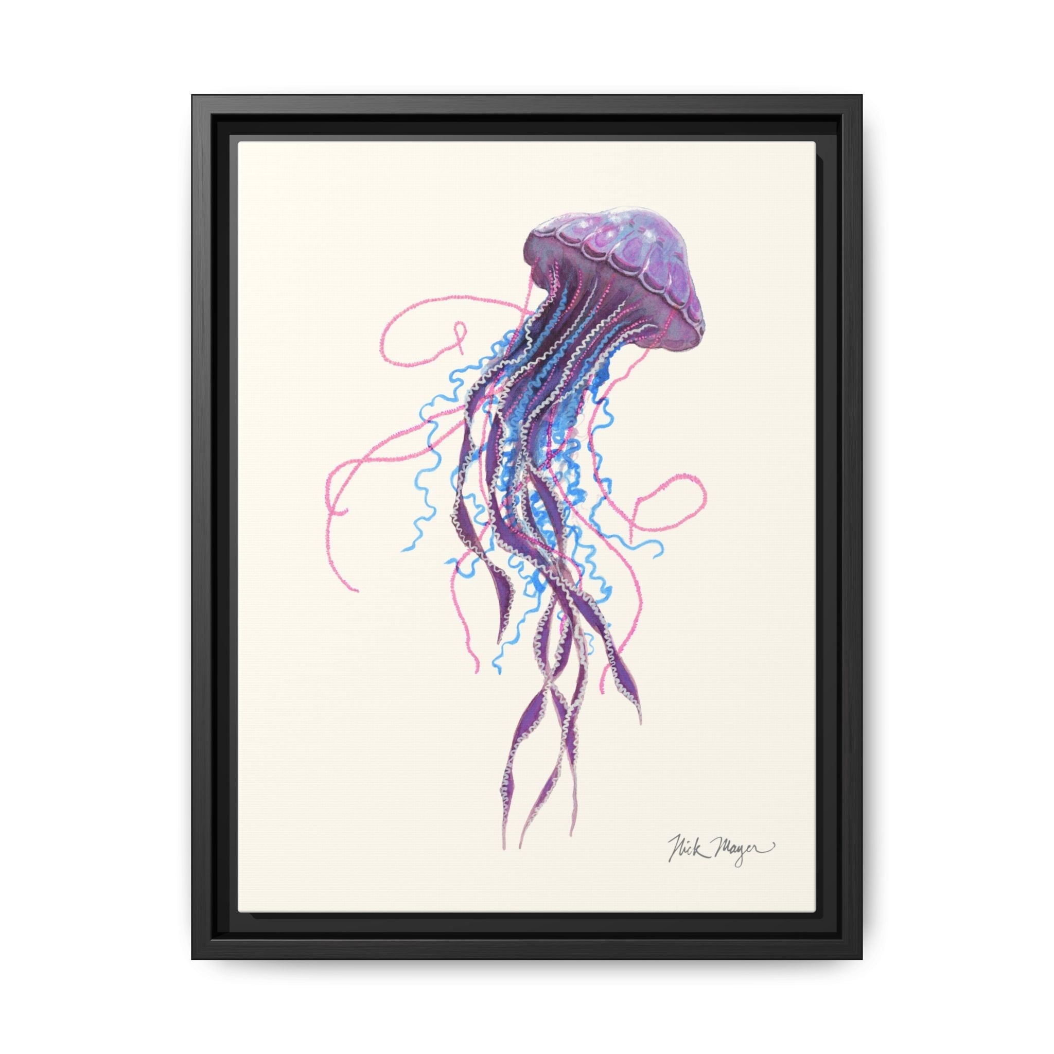 Purple Jellyfish II Framed Canvas Print Printify