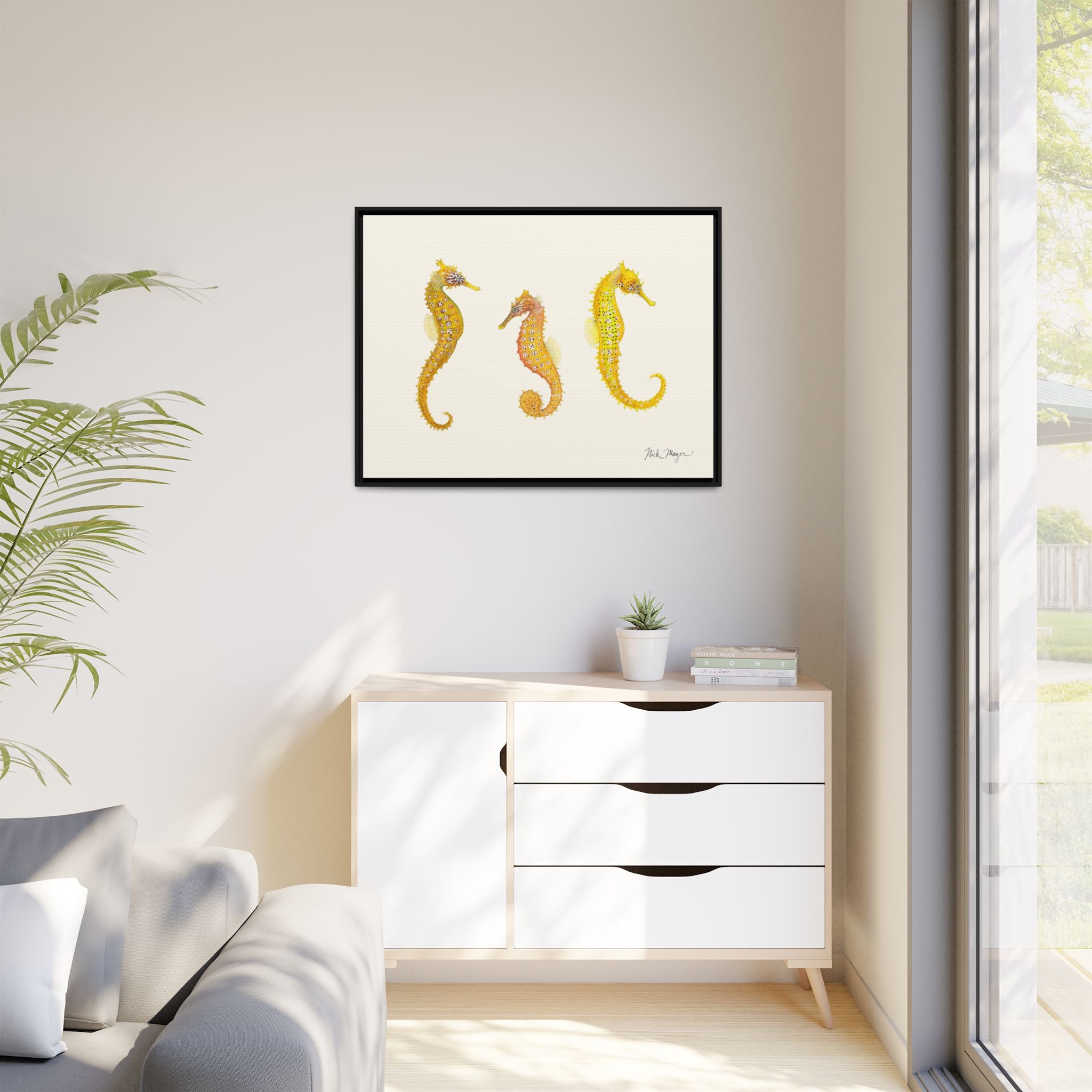 Giant Seahorse Trio Framed Canvas Print Printify