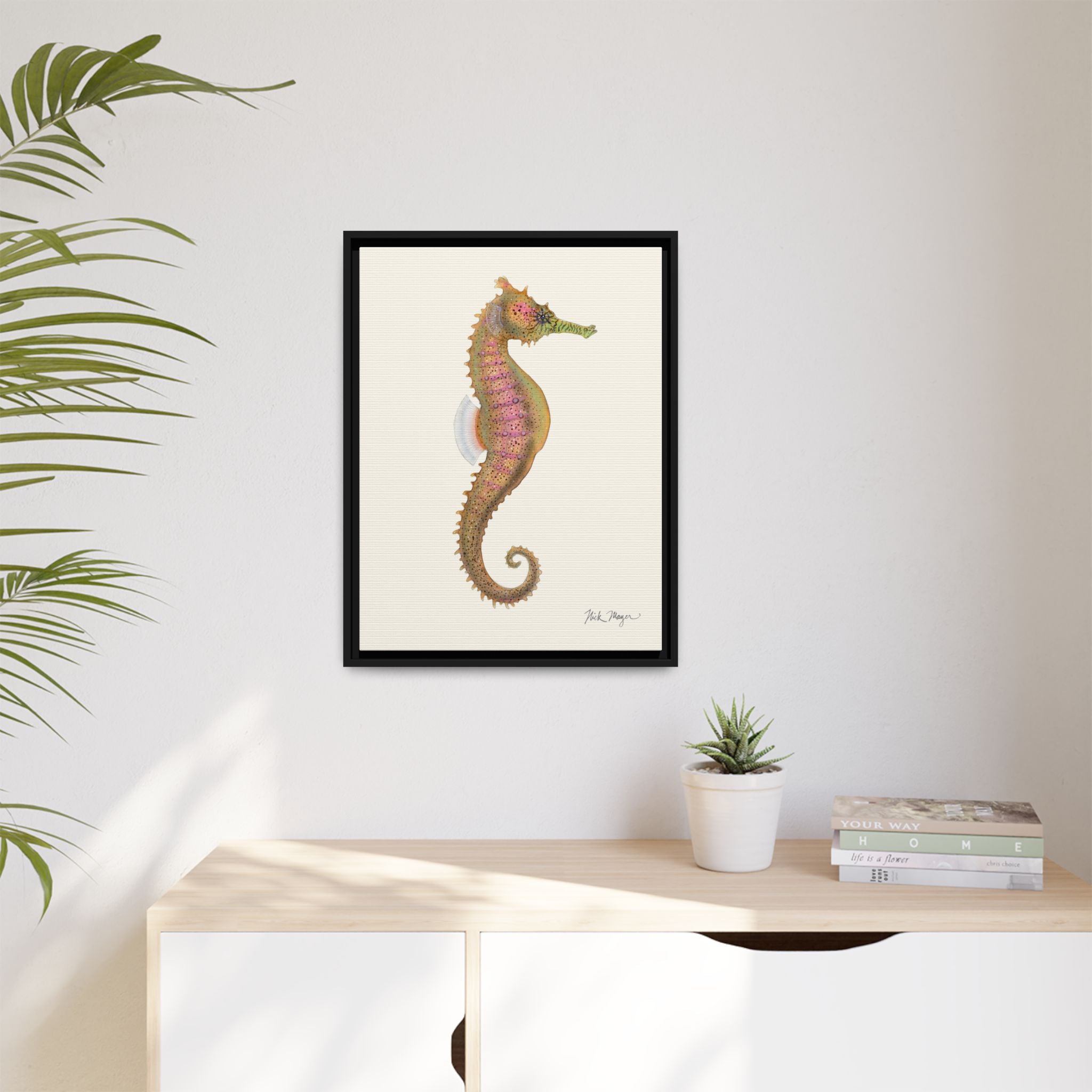 Estuary Seahorse Framed Canvas Print Printify